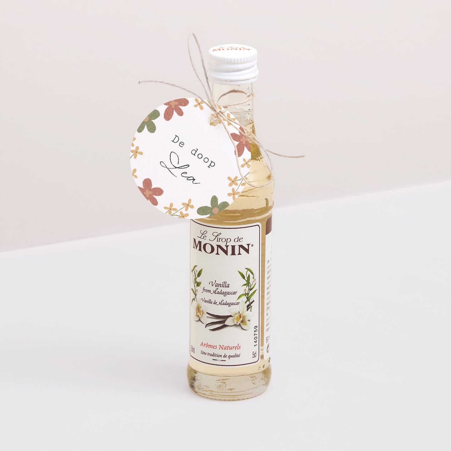 Cadeaulabel Doop Ronde Bloemenkruis foto N° 3