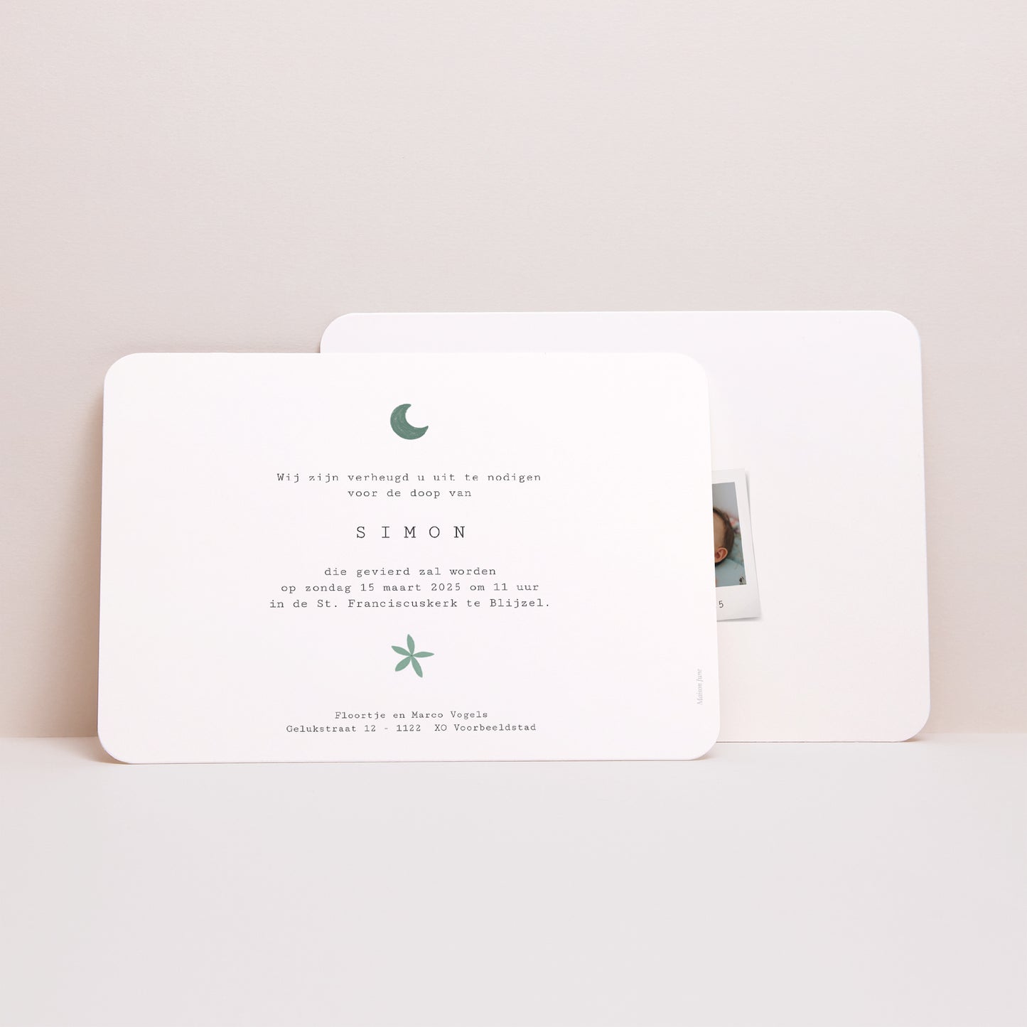 Uitnodigingskaart Doop Landschap, afgeronde randen foto N° 3