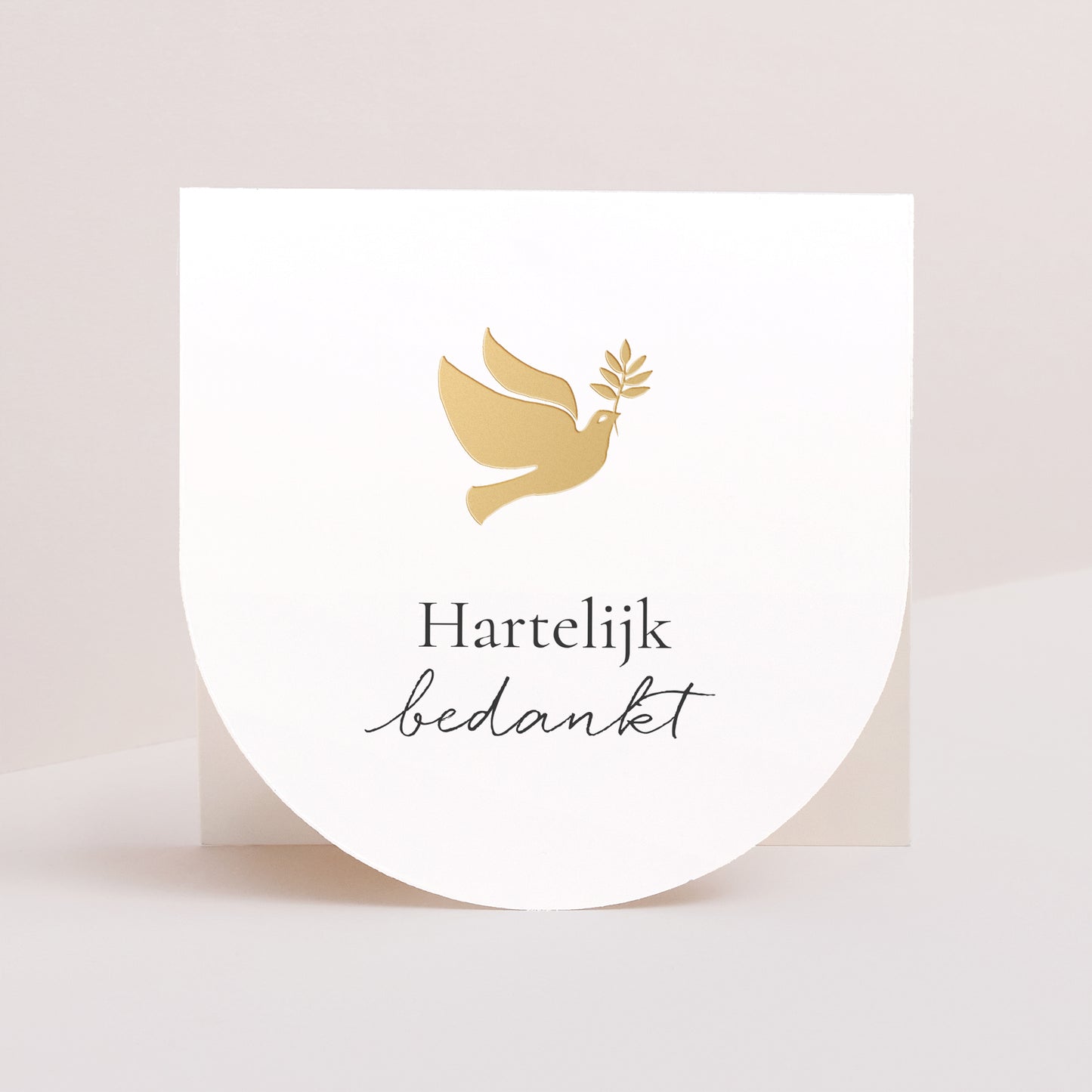 Bedankkaart Confirmatie Dubbele vierkante vouwwaaier halvemaan. Duif en zijn tak foto N° 1