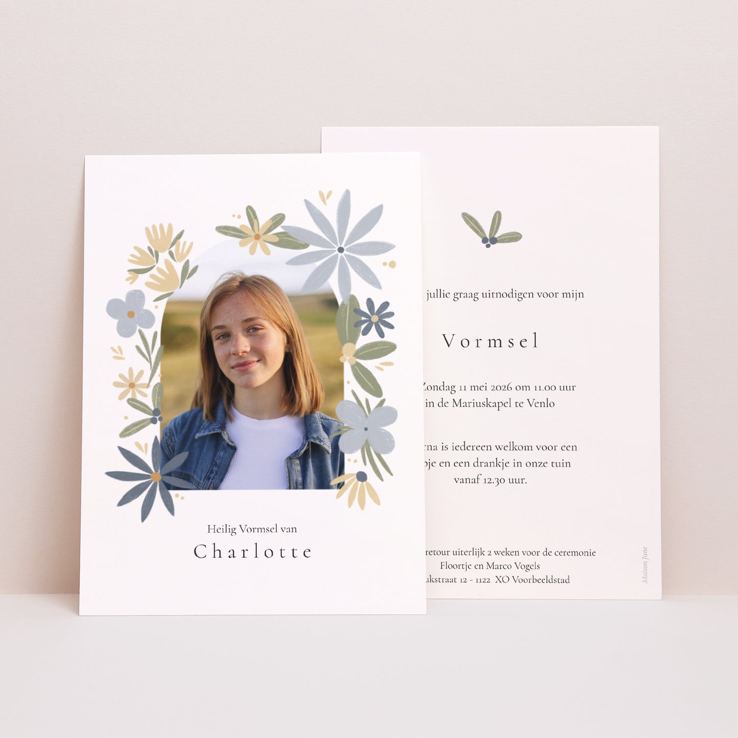 Uitnodigingskaart Confirmatie Boeket bloemen foto N° 1