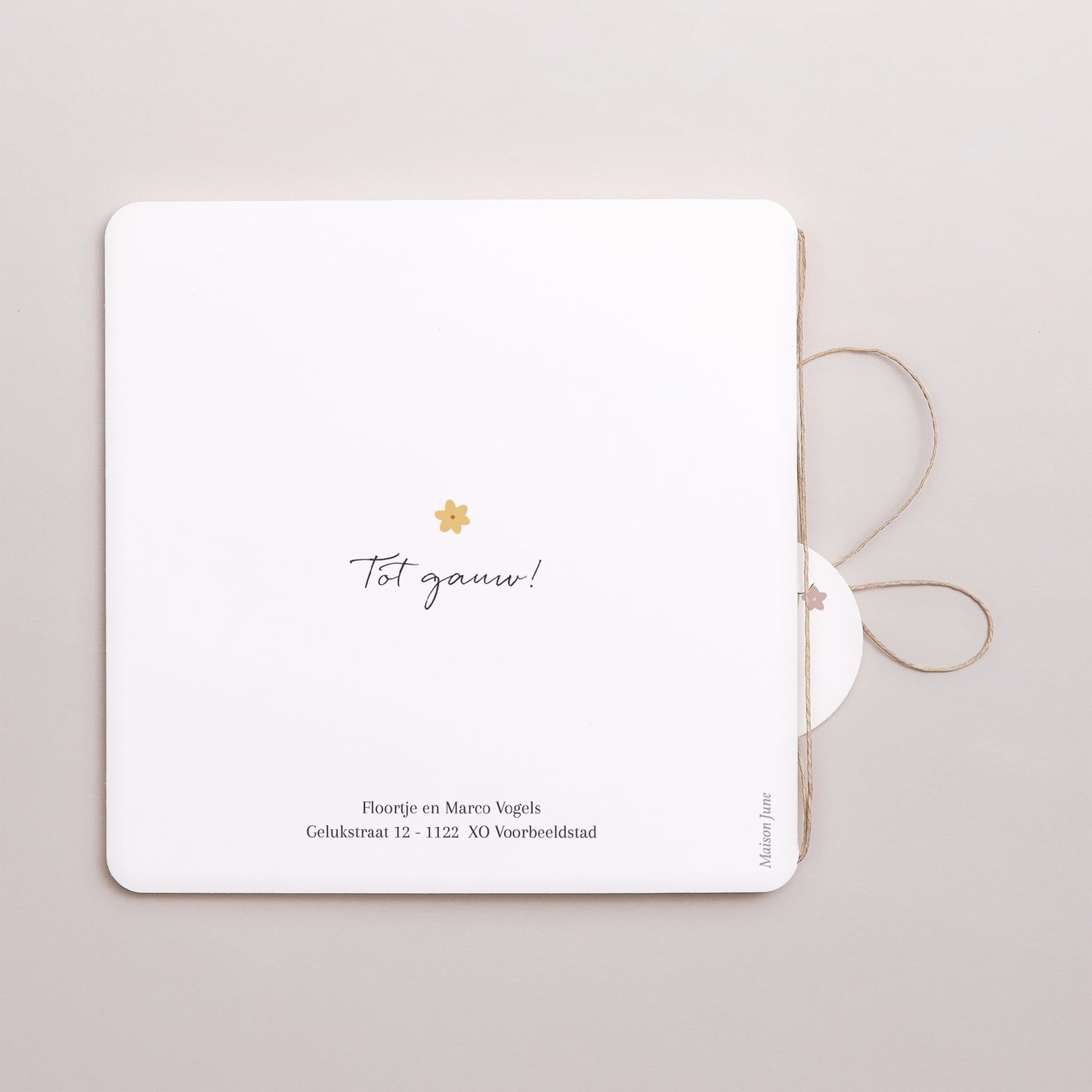 Uitnodigingskaart Geboorte Dubbel vierkant vouw, afgeronde hoeken, ronde label. Sprookjesland van de natuur foto N° 3