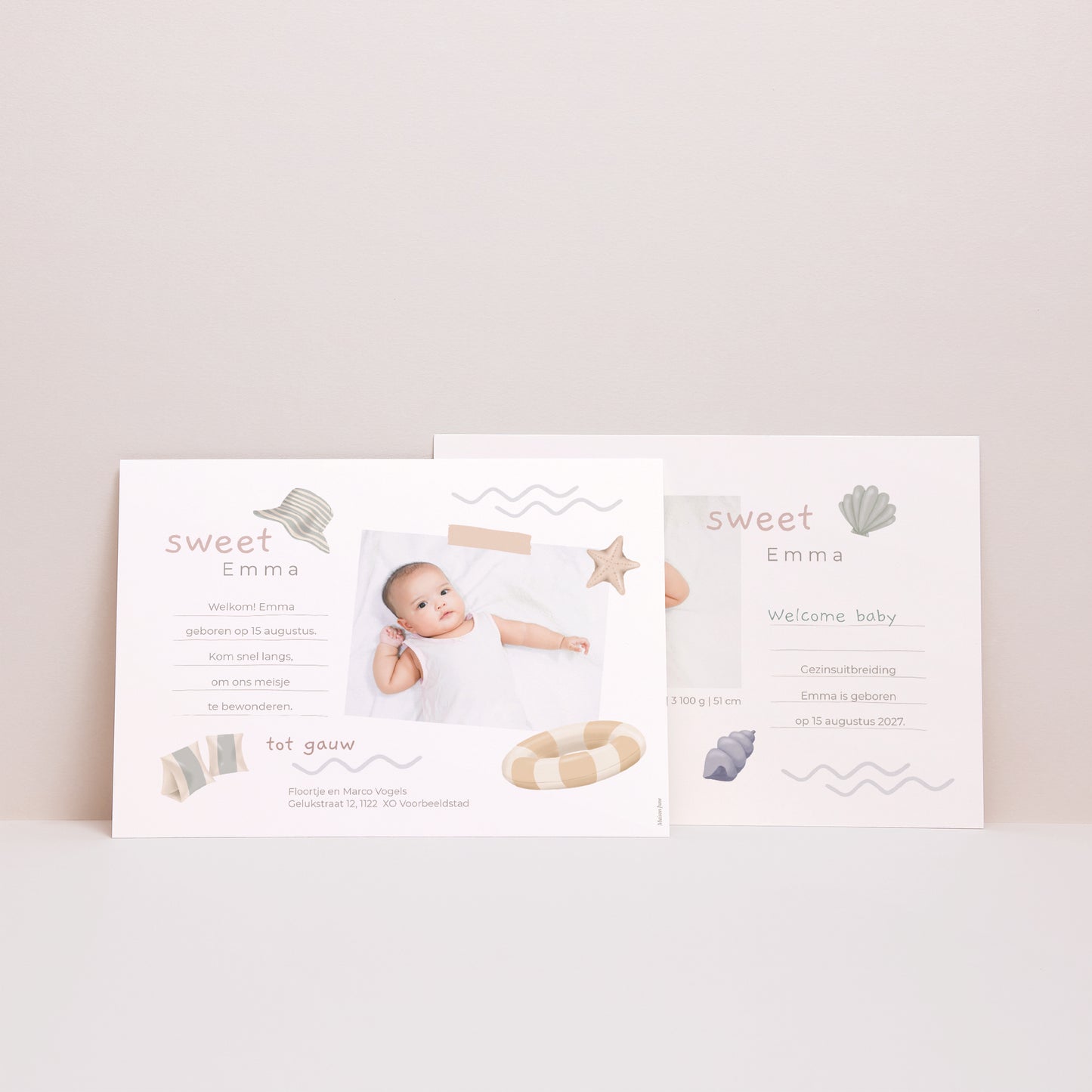 Uitnodigingskaart Geboorte Landschap foto N° 3