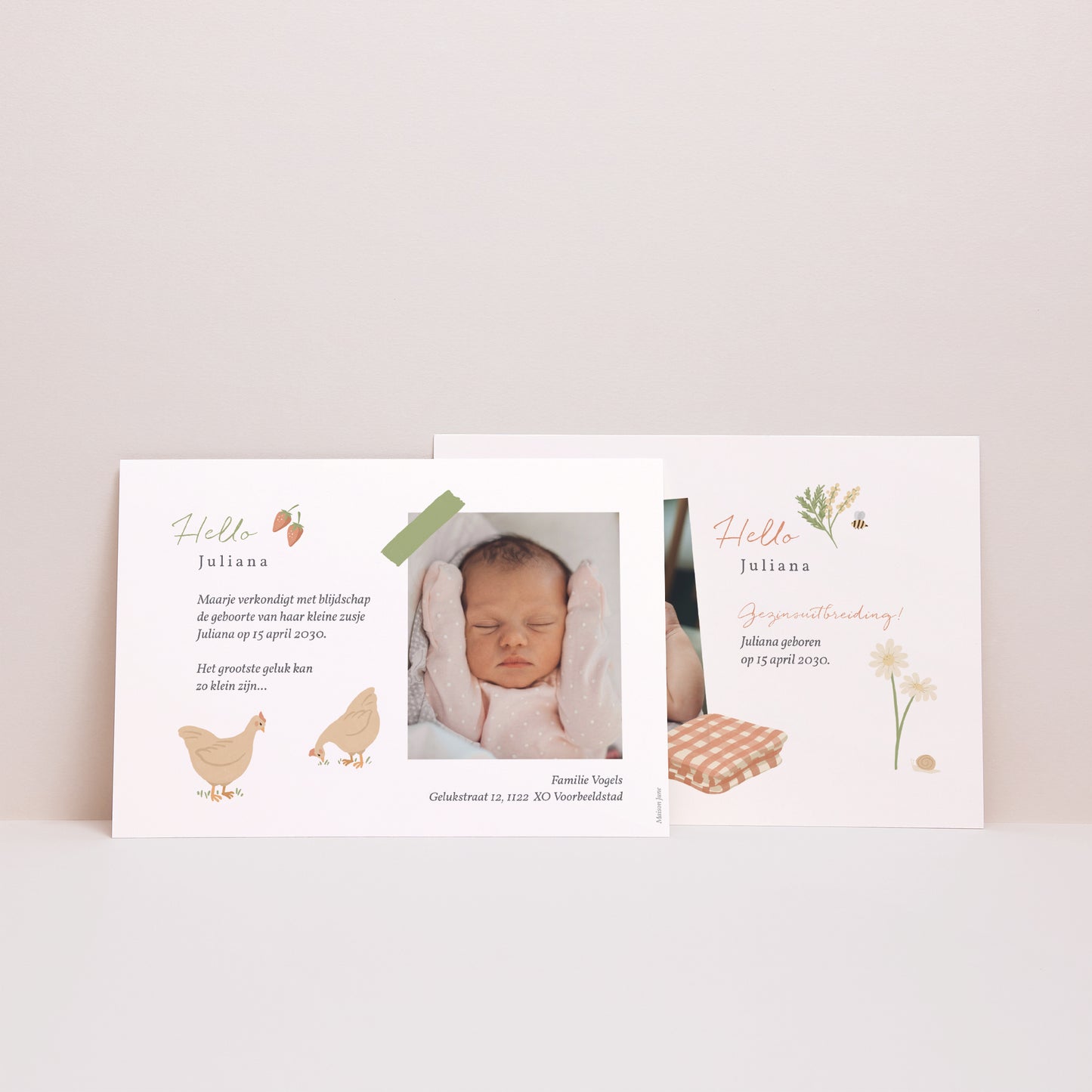 Uitnodigingskaart Geboorte Landschap foto N° 3