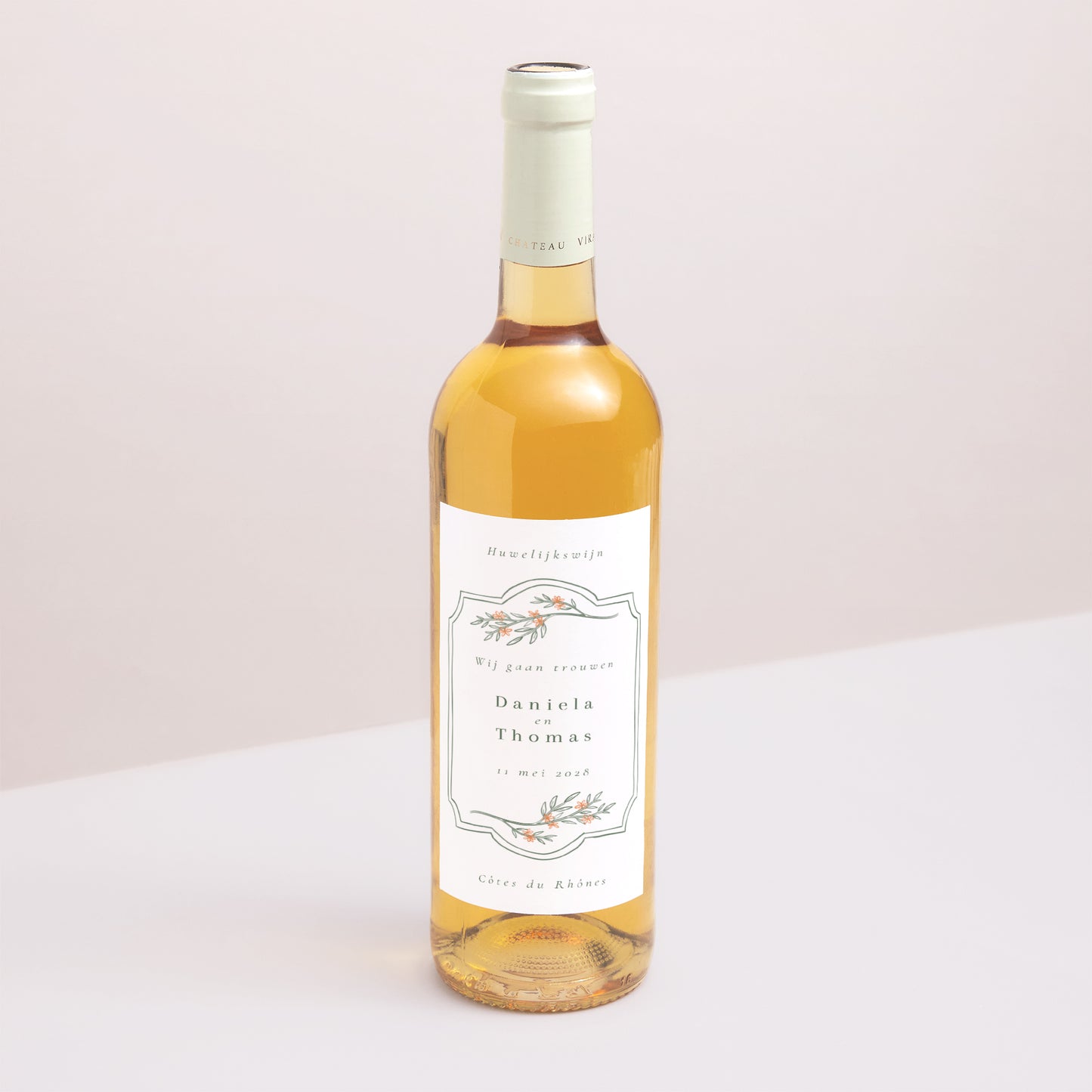 Flesetiket Huwelijk Portret Plantenbak II foto N° 1