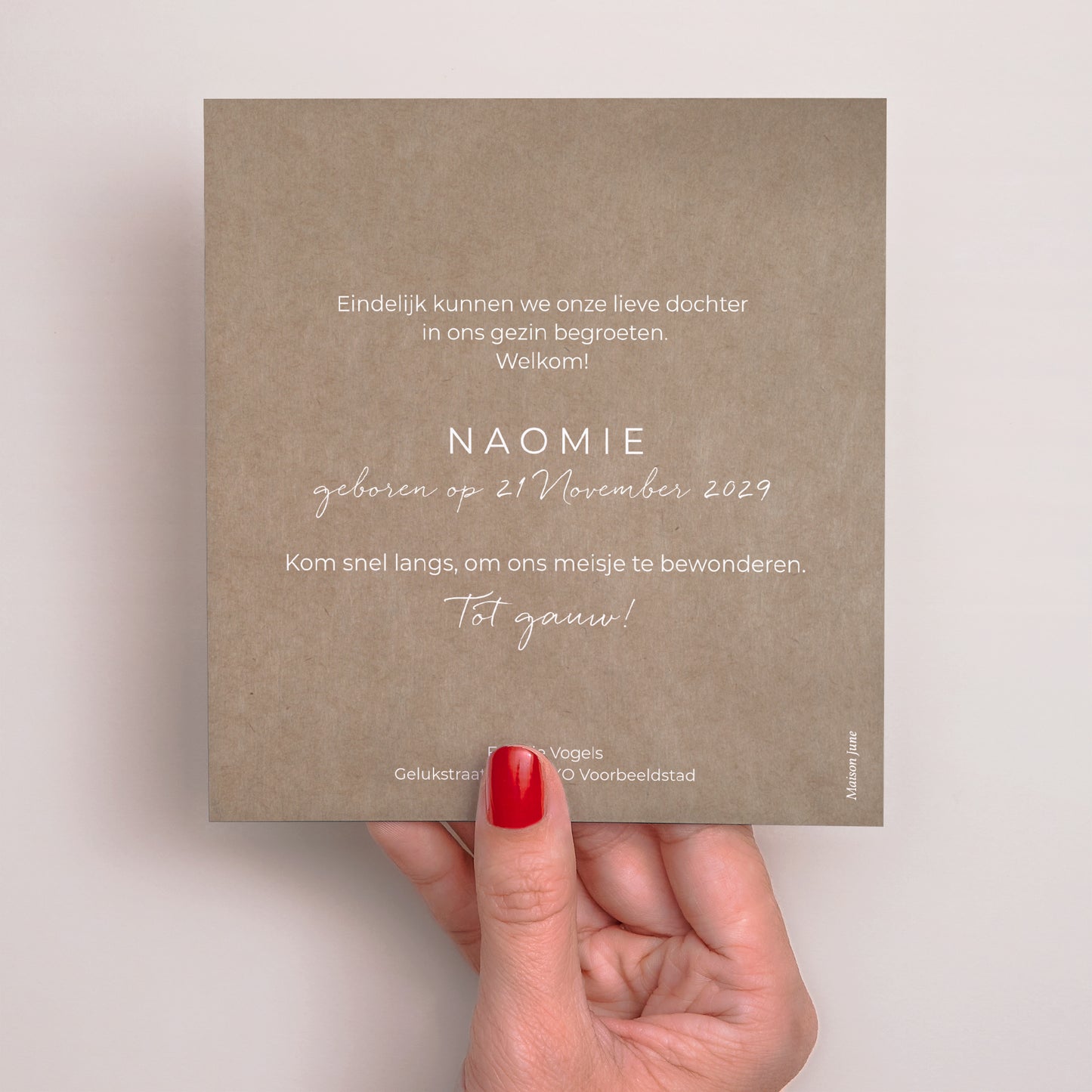 Uitnodigingskaart Geboorte Vierkant foto N° 3