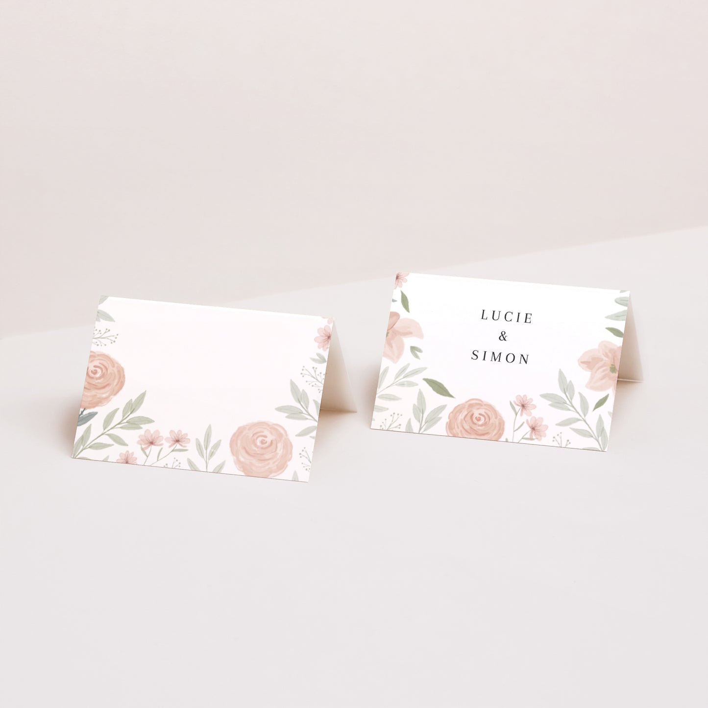 Naamkaartjes Huwelijk 2 luiken Bloemenlijst foto N° 1