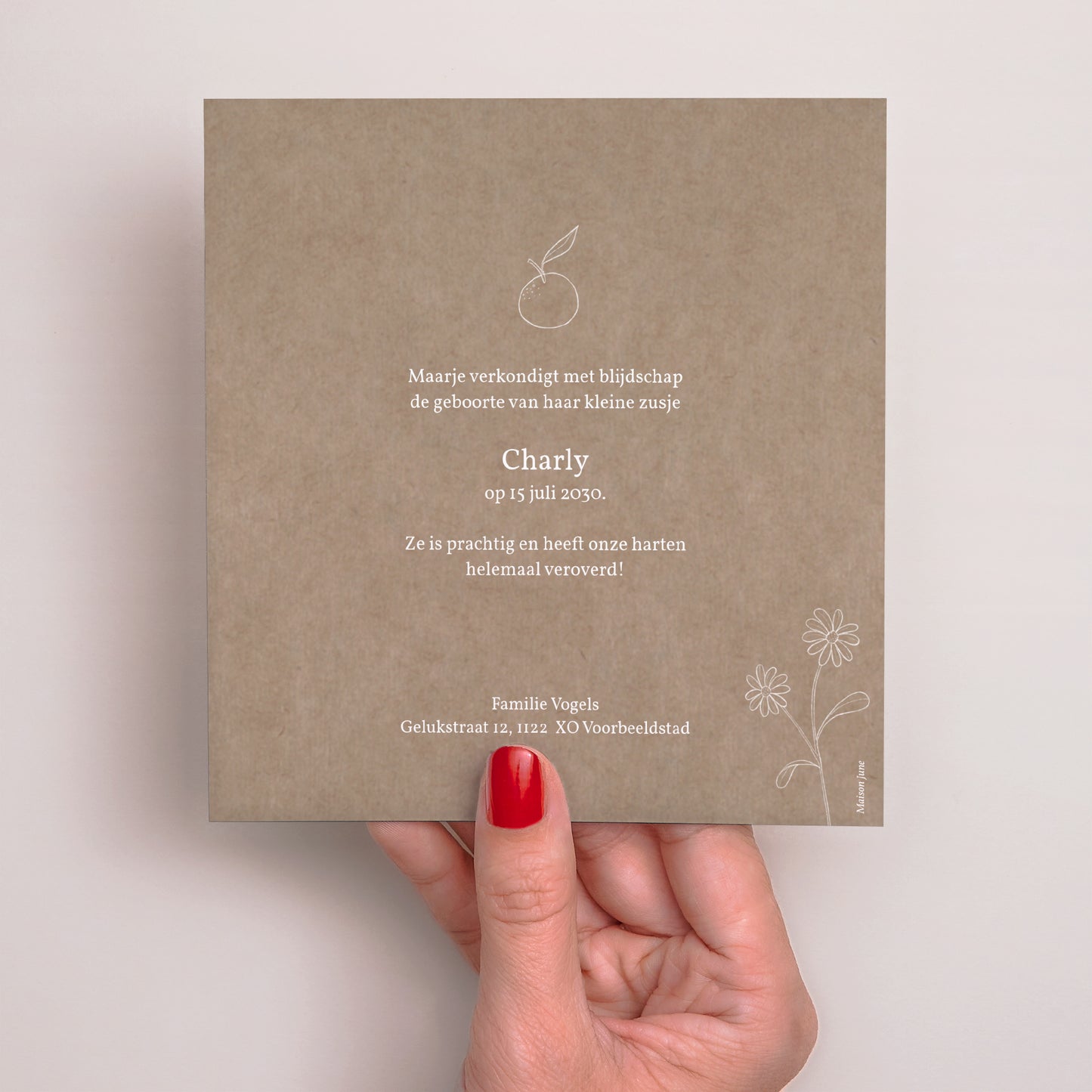 Geboortekaartjes Vierkant Kraft motief kruidenboek foto N° 3