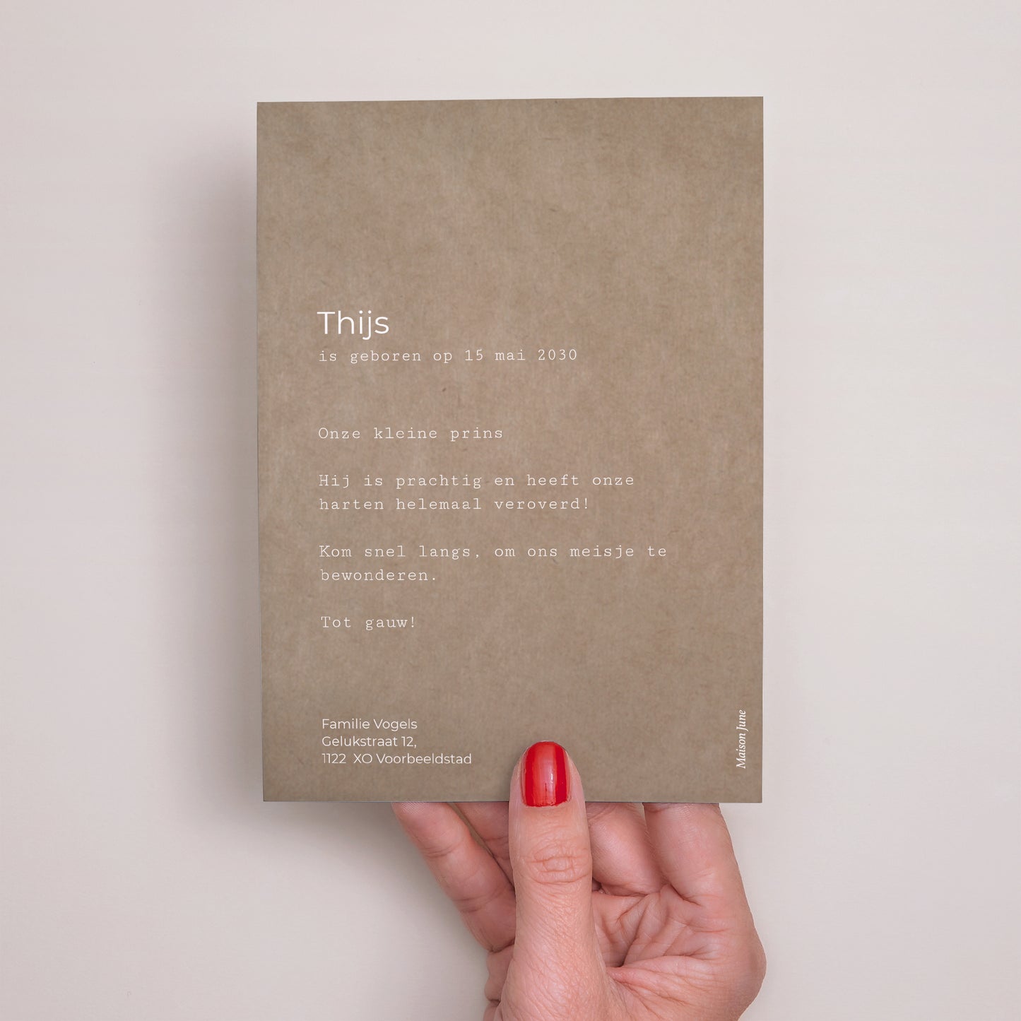 Uitnodigingskaart Geboorte streng en kraft foto N° 3