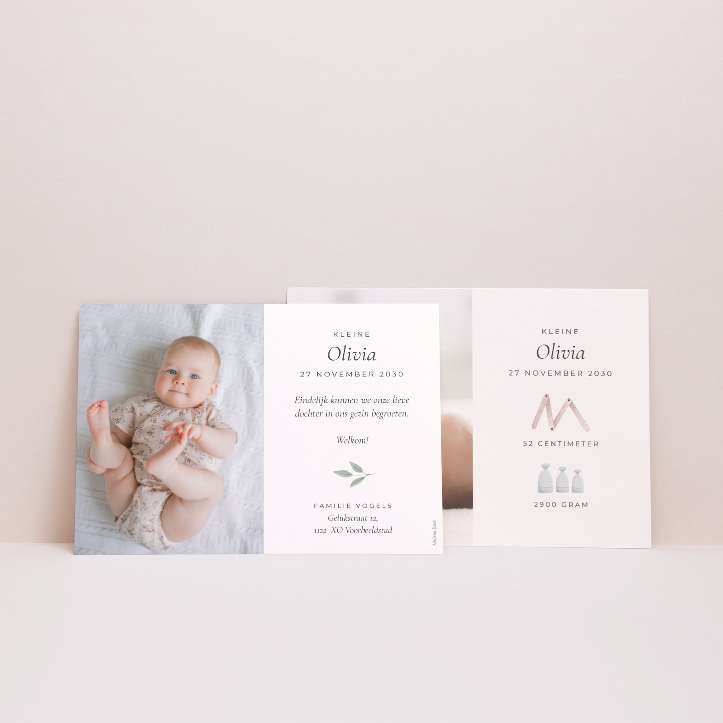 Uitnodigingskaart Geboorte Landschap Zachte aquarellen foto N° 3