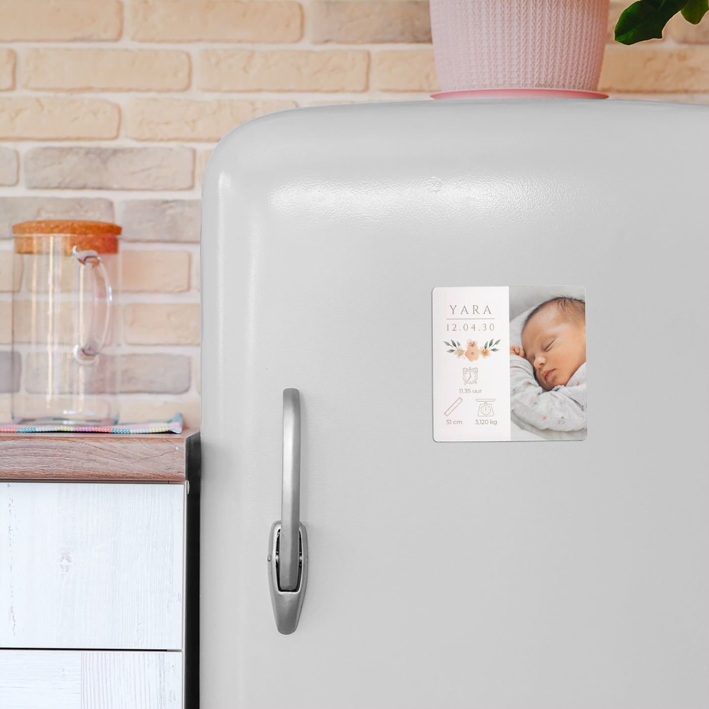 Uitnodigingskaart Geboorte Set van 9, magnetisch. Bloemige zoetheid foto N° 4