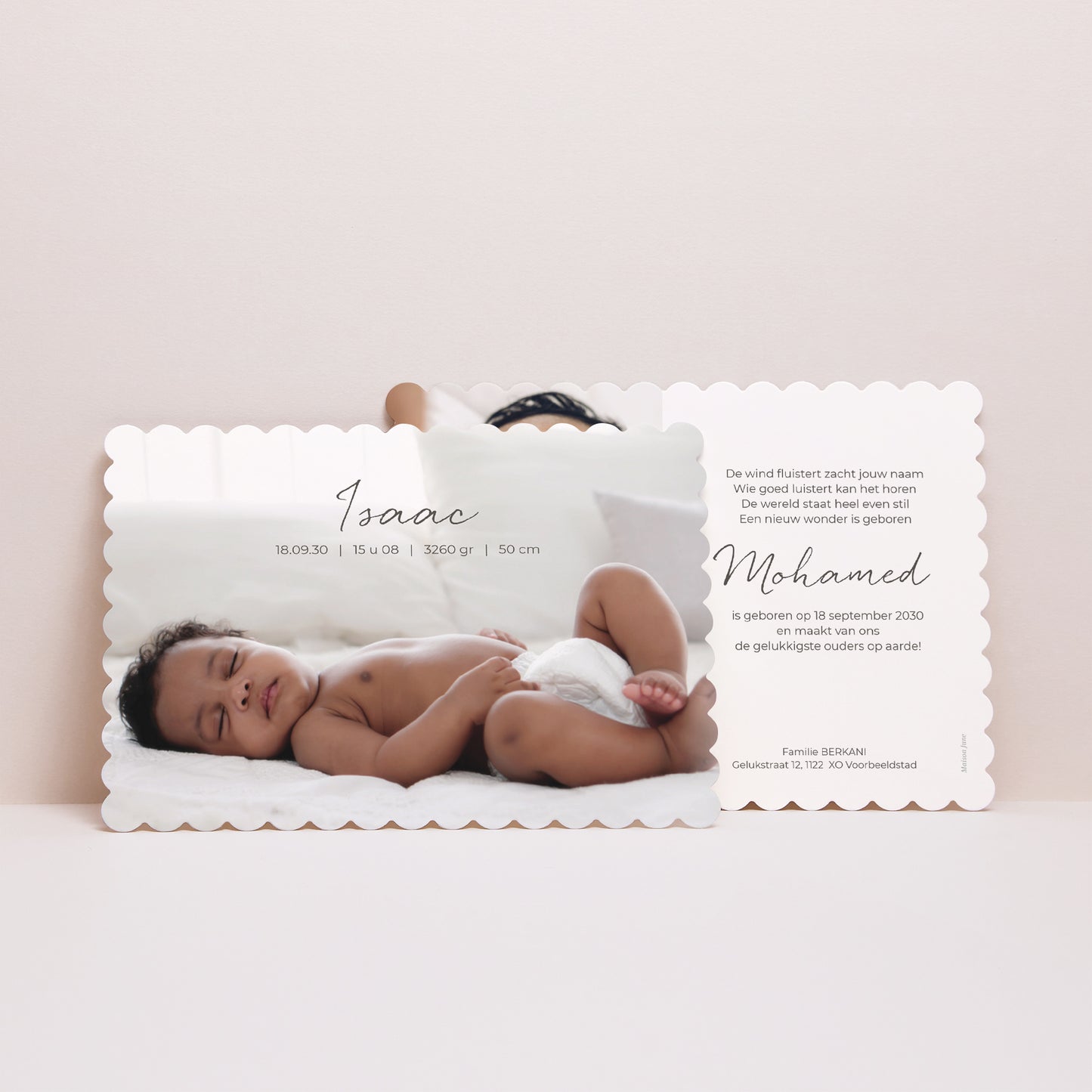 Uitnodigingskaart Geboorte Landschap, biscuitranden Fotokoekje foto N° 3