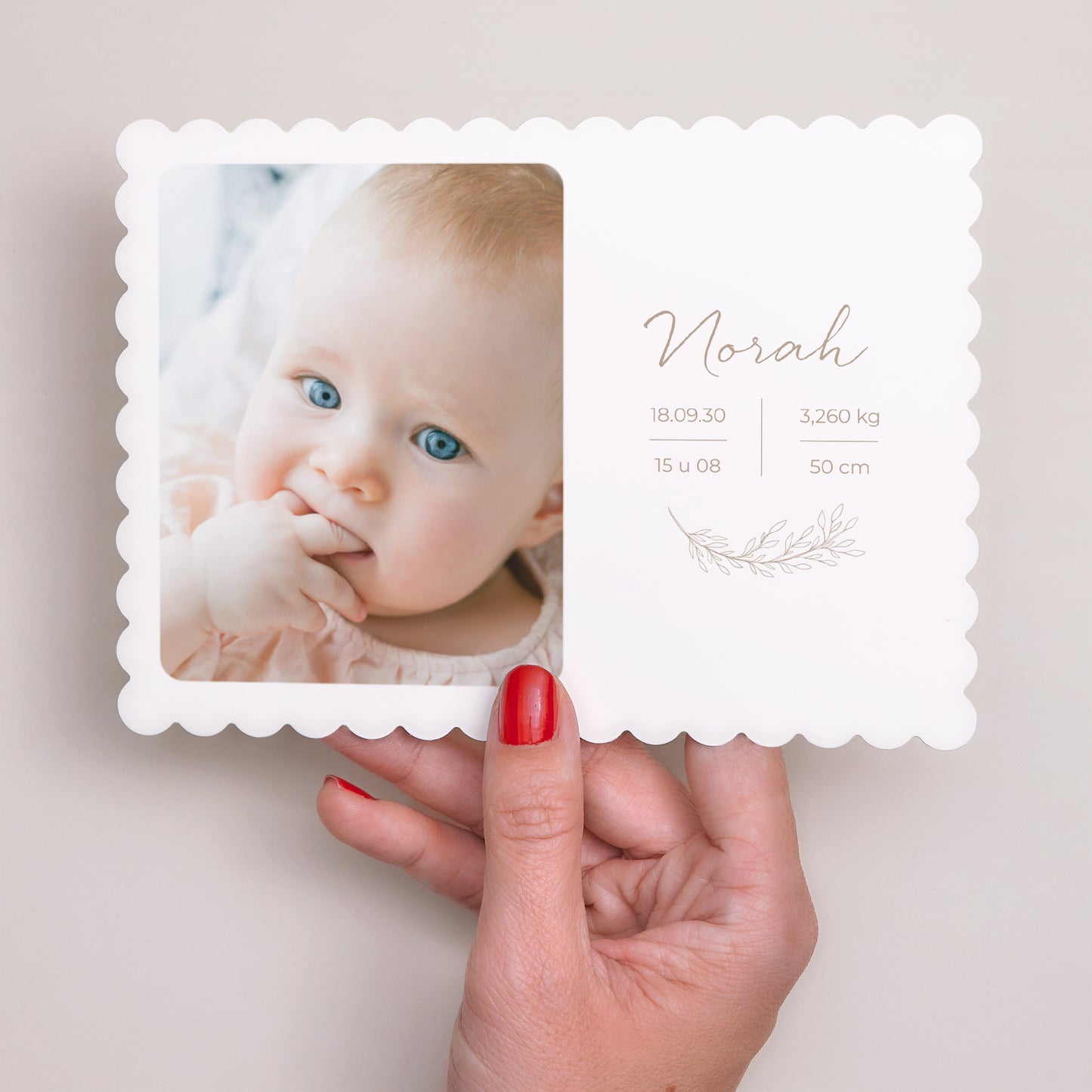 Uitnodigingskaart Geboorte Landschap, biscuitranden Koekje foto N° 3