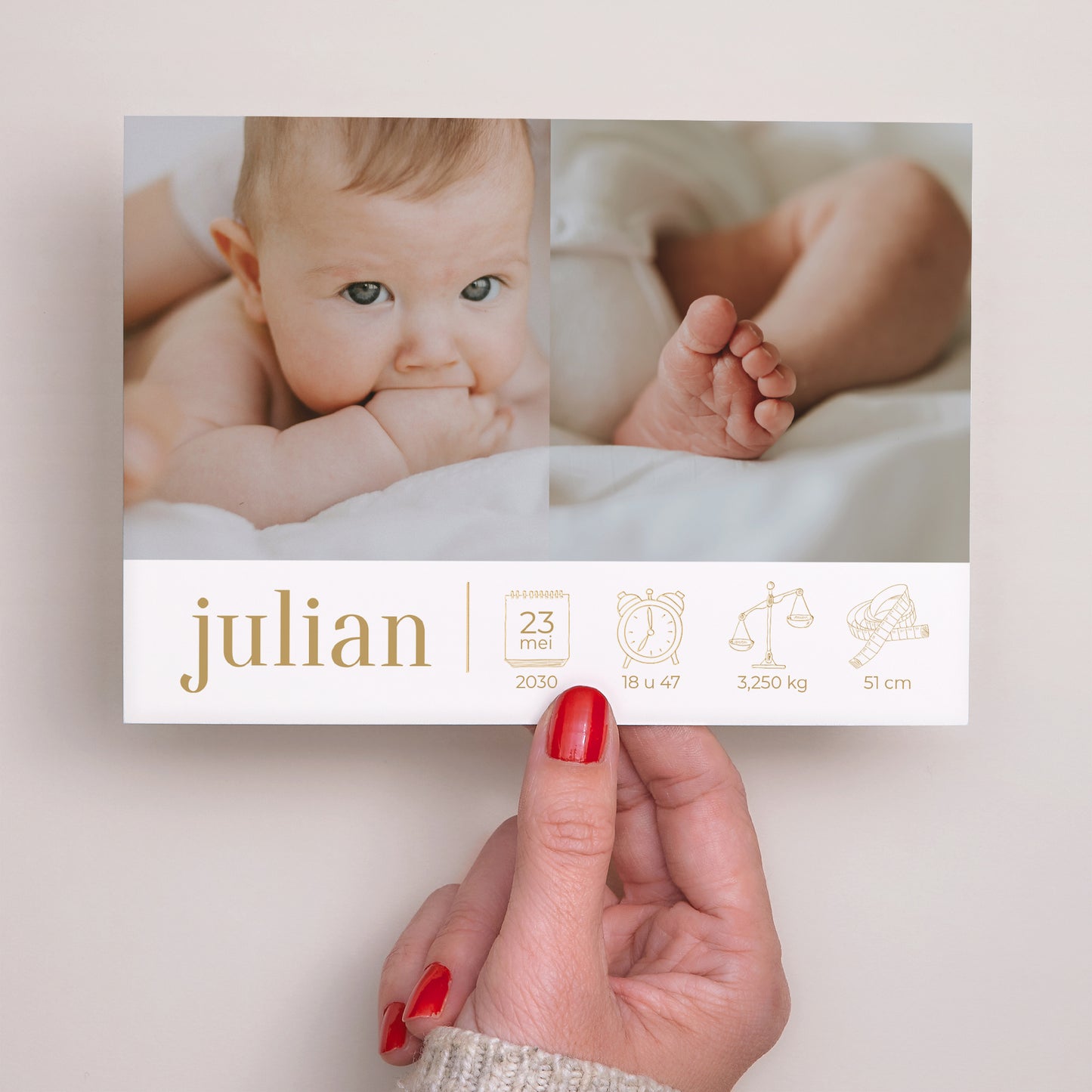 Uitnodigingskaart Geboorte Landschap Basispictogrammen foto N° 3