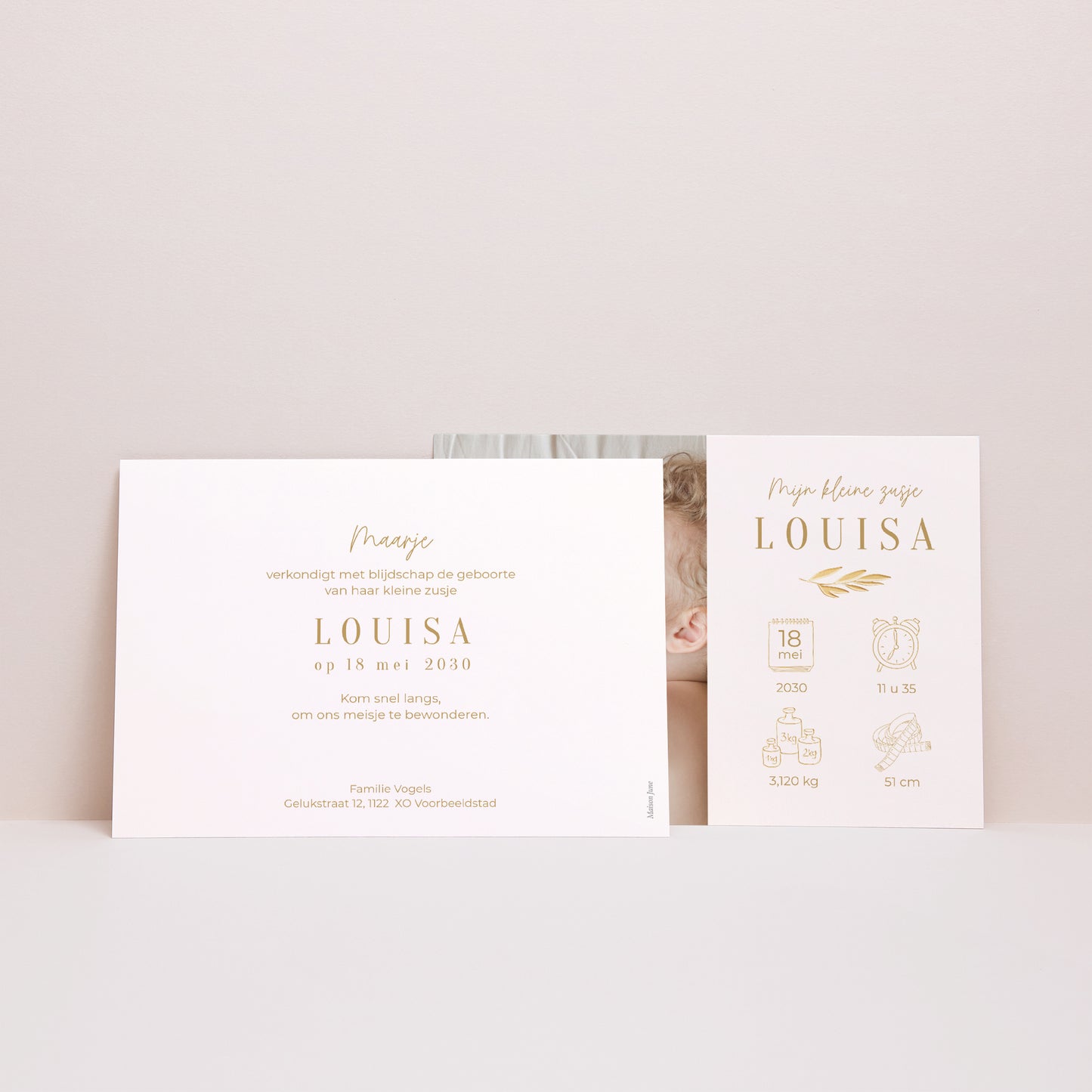 Uitnodigingskaart Geboorte Landschap foto N° 3