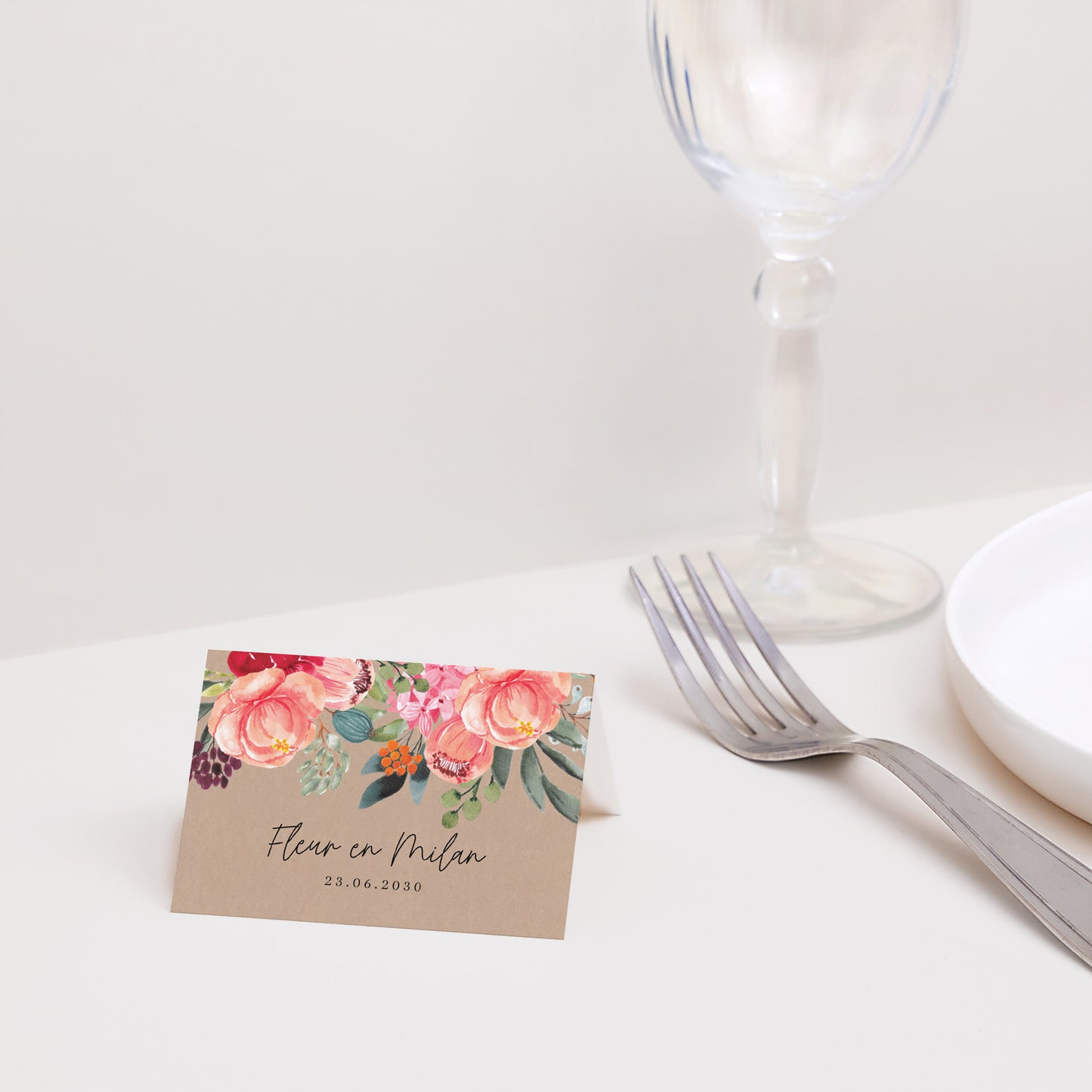 Naamkaartjes Huwelijk 2 luiken Pop's Flowers foto N° 2