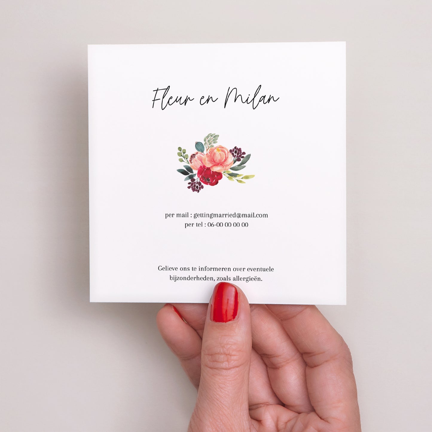 RSVP kaart Huwelijk Vierkant Pop's Flowers foto N° 3