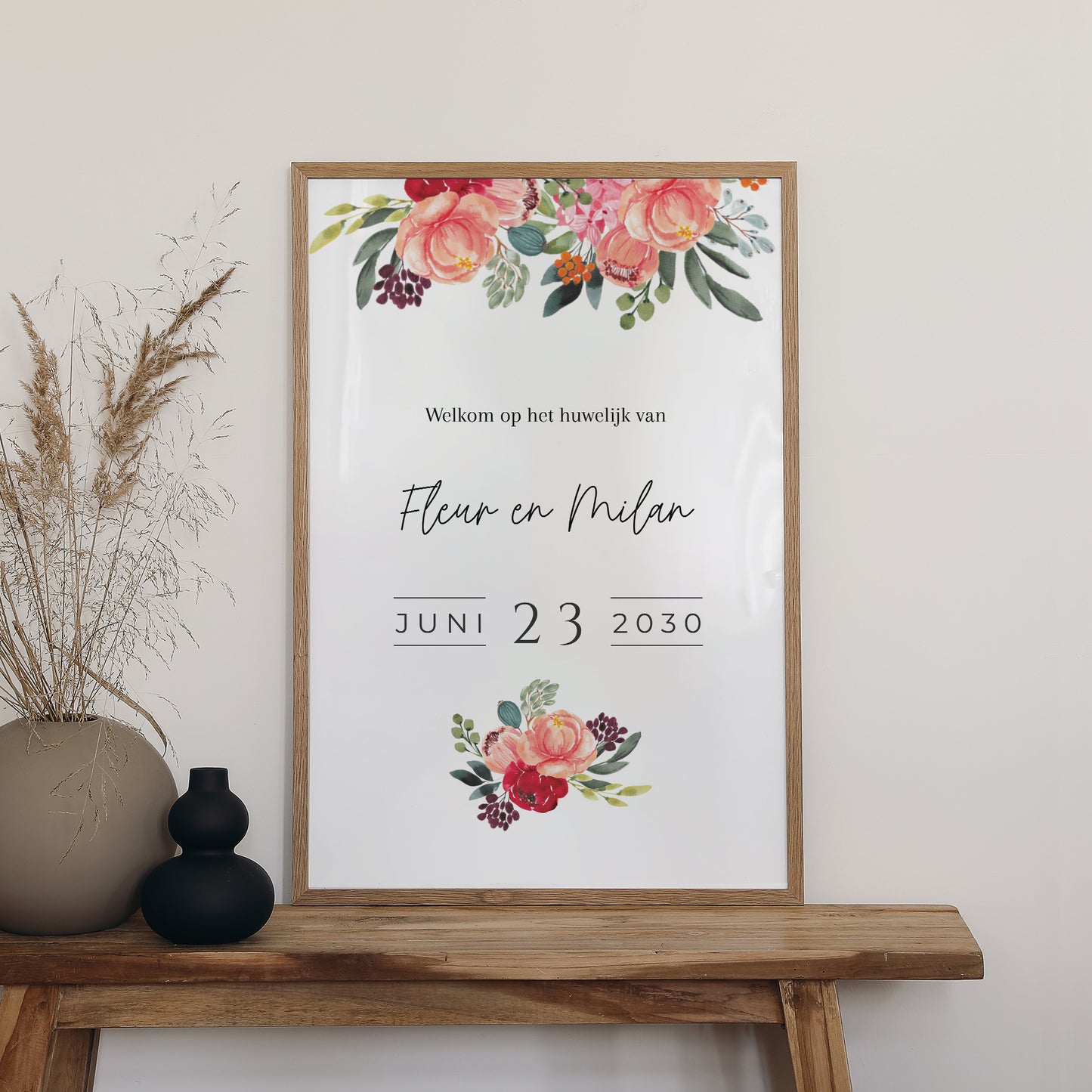 Welkomstbord Huwelijk Portret 60 x 90 cm Pop's Flowers foto N° 2