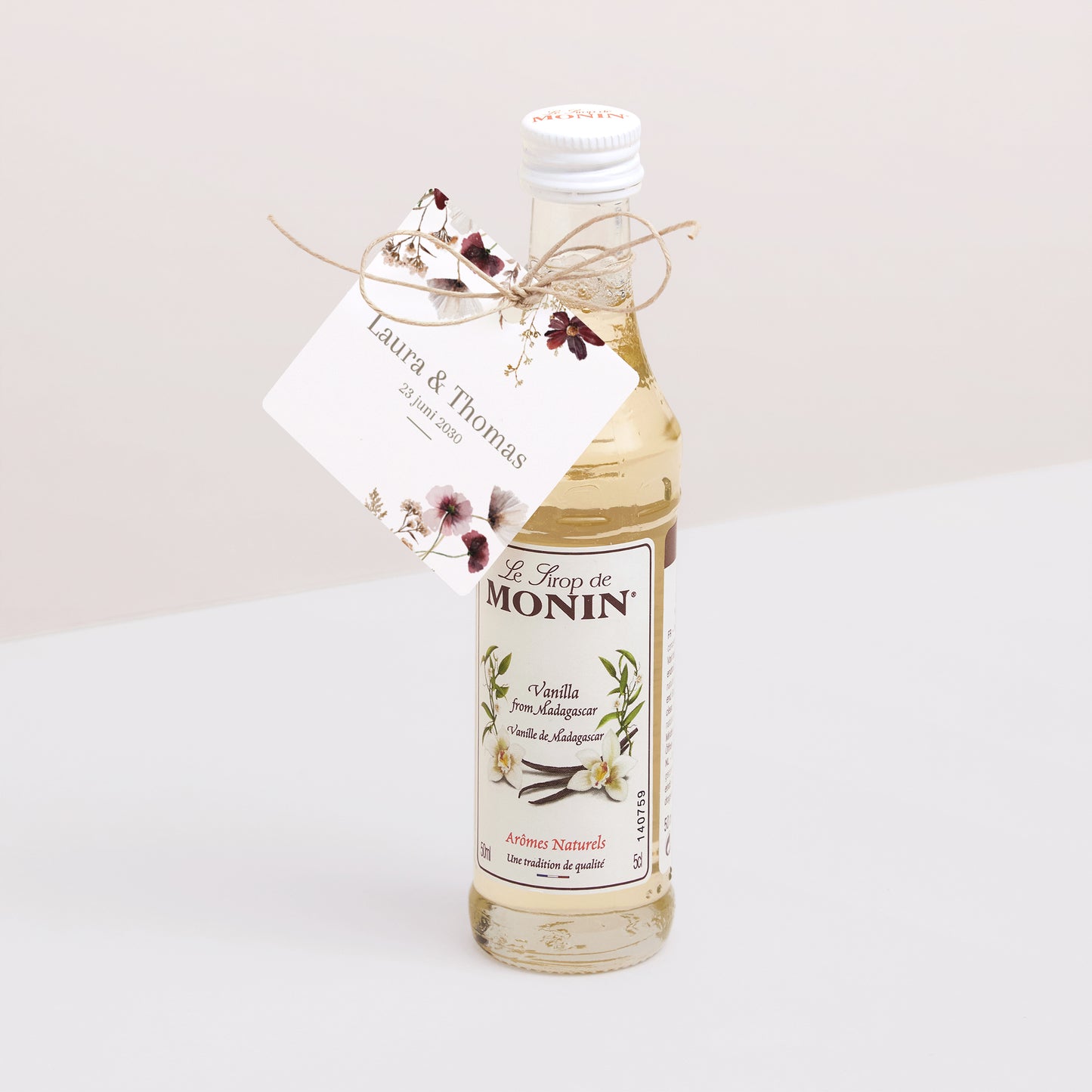 Cadeaulabel Huwelijk Vierkant Gedroogde veldbloemen II foto N° 3