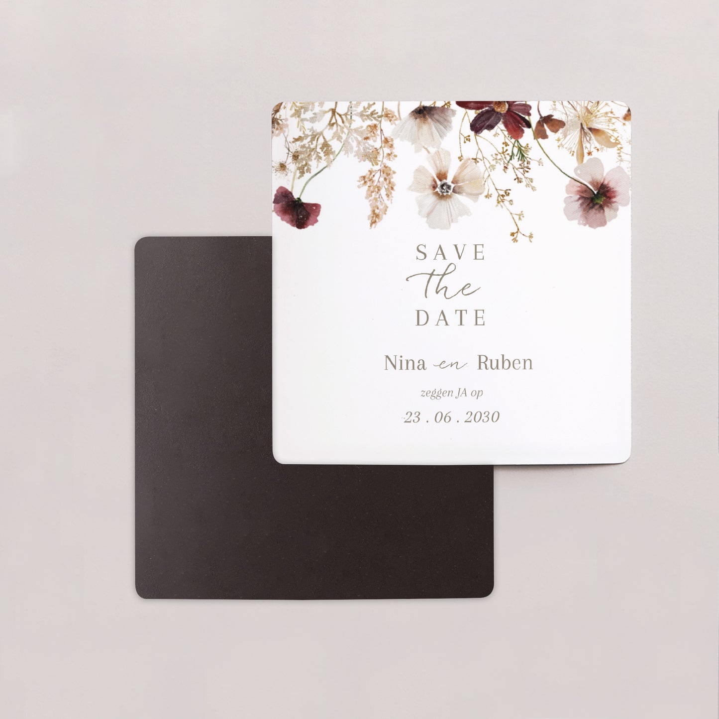 Save the date kaart Huwelijk Set van 9, magnetisch. Gedroogde veldbloemen II foto N° 2