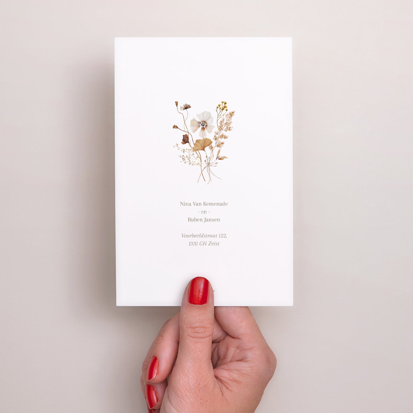 Save the date kaart Huwelijk Portret Gedroogde veldbloemen II foto N° 3