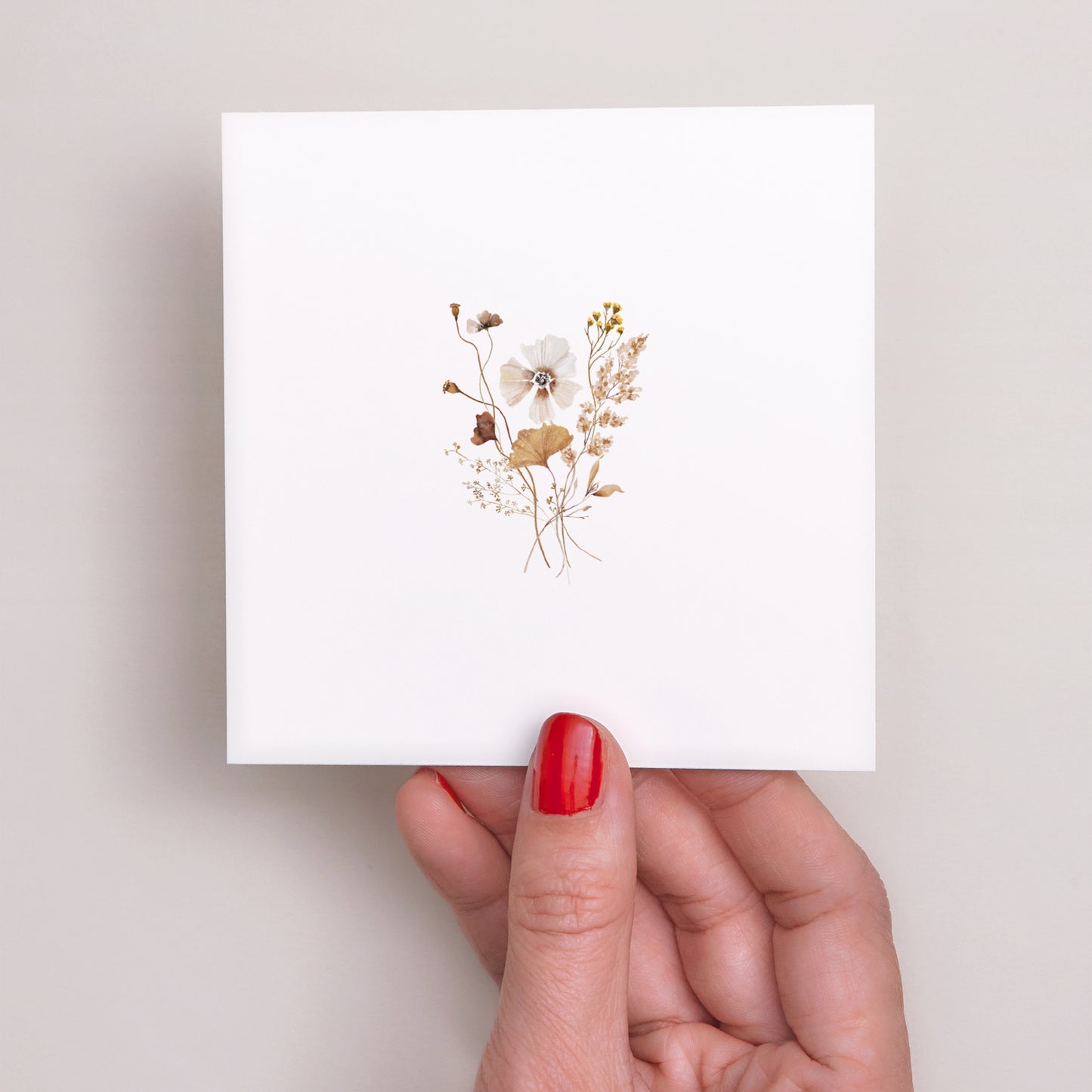 RSVP kaart Huwelijk Vierkant Gedroogde veldbloemen II foto N° 3