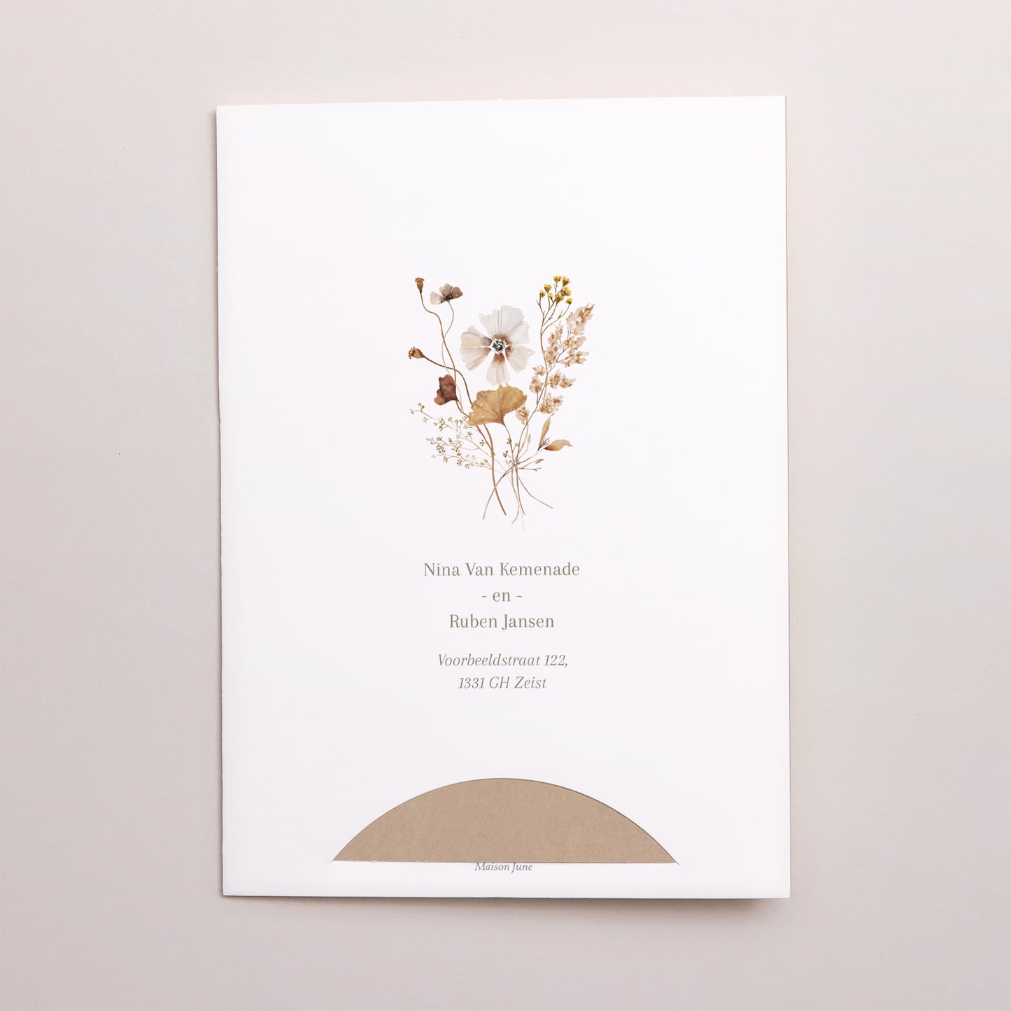 Uitnodigingskaart Huwelijk Map 2 kaarten Gedroogde veldbloemen II foto N° 5
