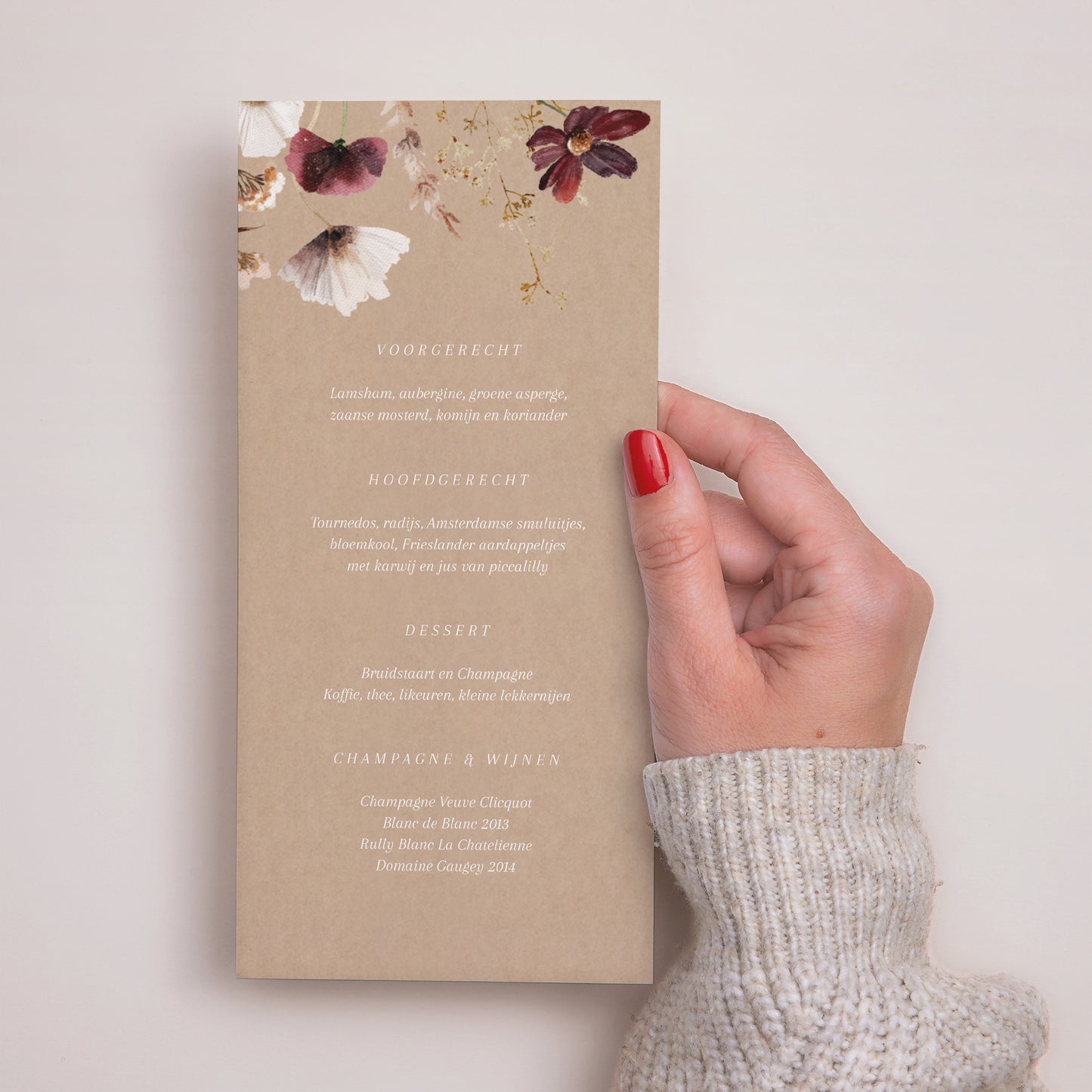 Menukaart Huwelijk Panoramisch portret Gedroogde veldbloemen II foto N° 3