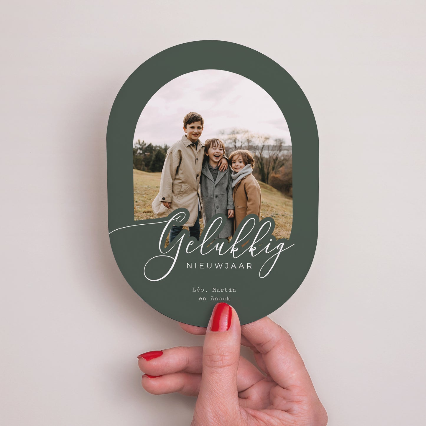 Kerstkaart Eindejaar Ovaal foto N° 2