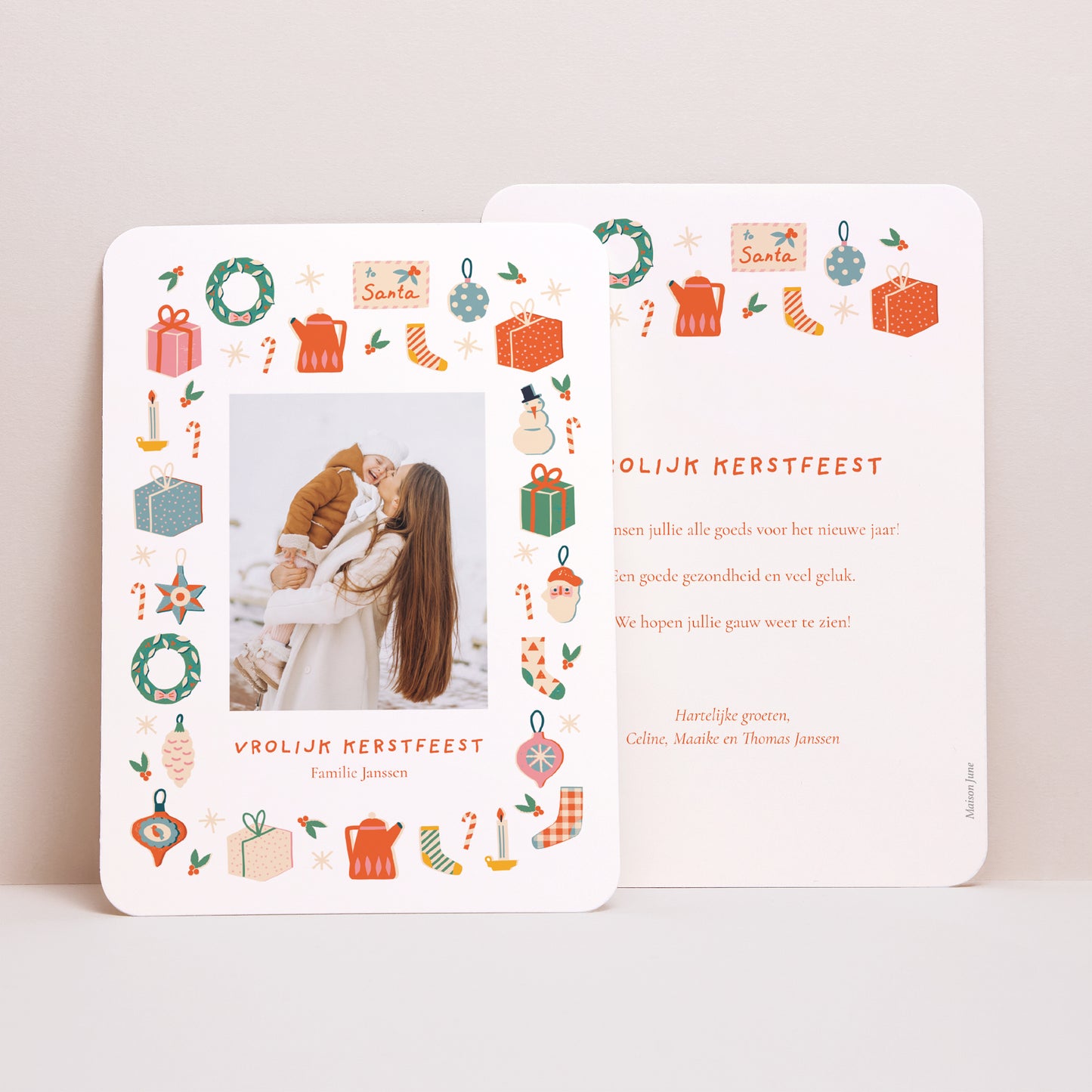 Kerstkaart Eindejaar Portret, afgeronde randen foto N° 1