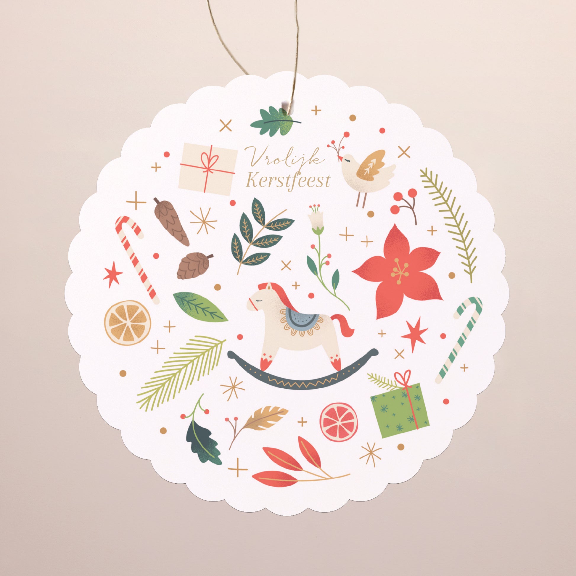 Kerstkaart Eindejaar Om op te hangen. Betoverende wervelwind foto N° 1