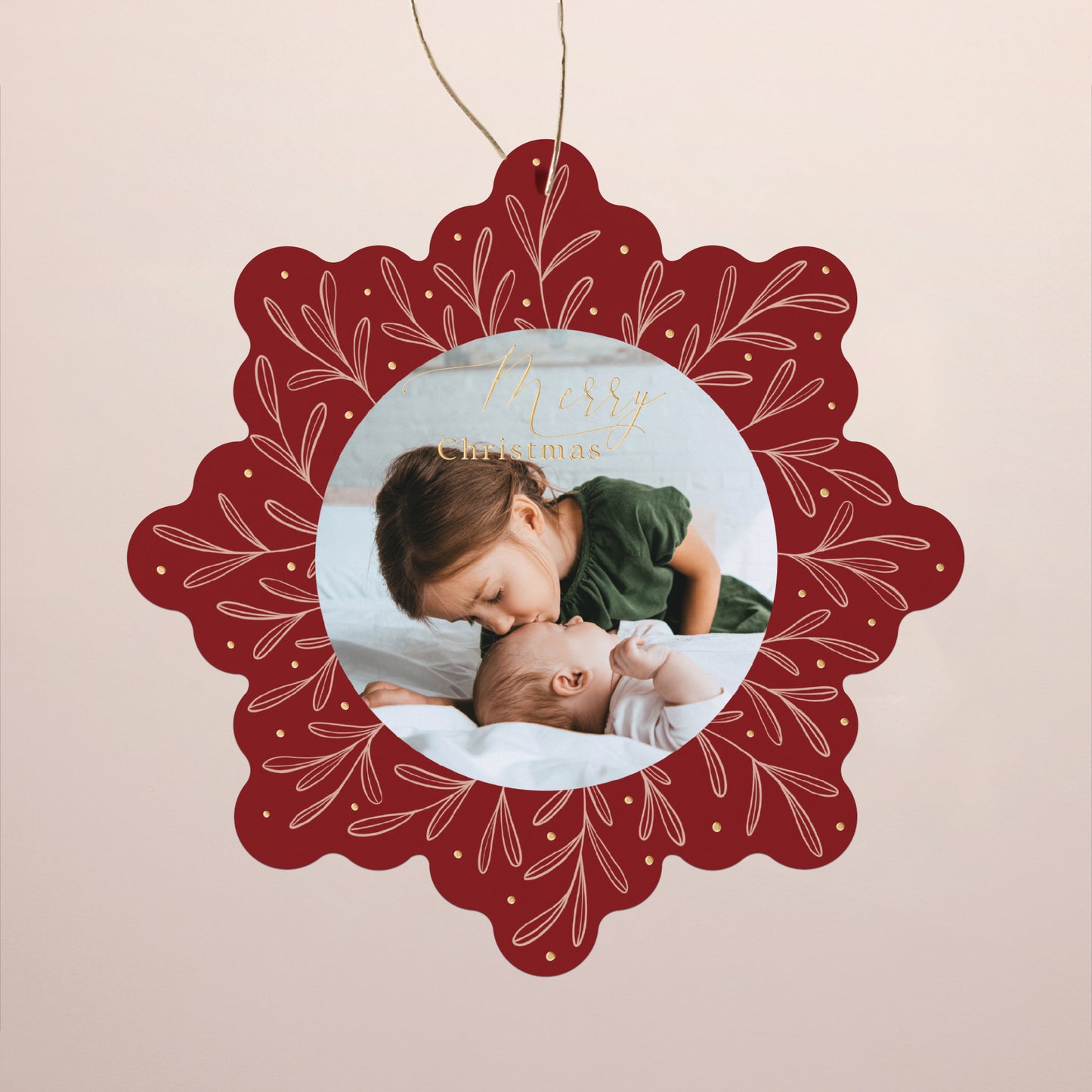 Kerstkaart Eindejaar Sneeuwvlok om op te hangen foto N° 1