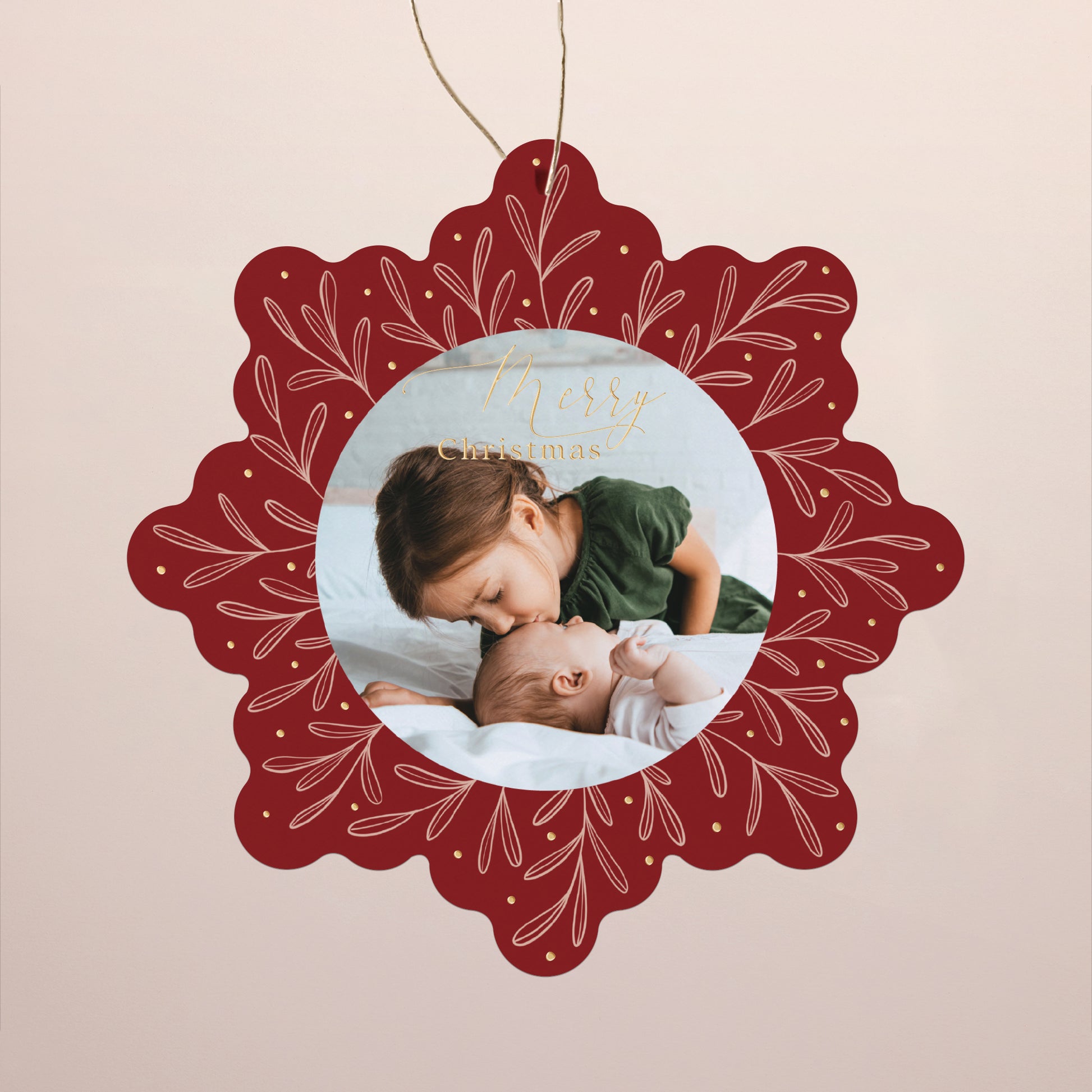 Kerstkaart Eindejaar Sneeuwvlok om op te hangen foto N° 1