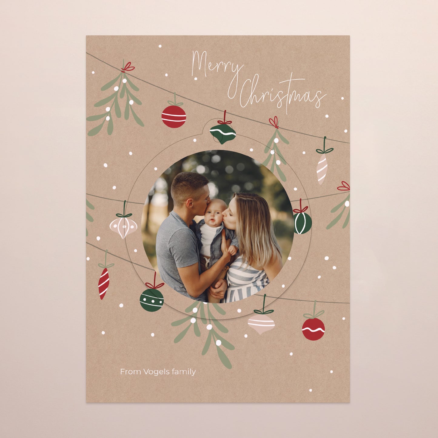 Kerstkaart Eindejaar Afneembaar Kraft slinger foto N° 2