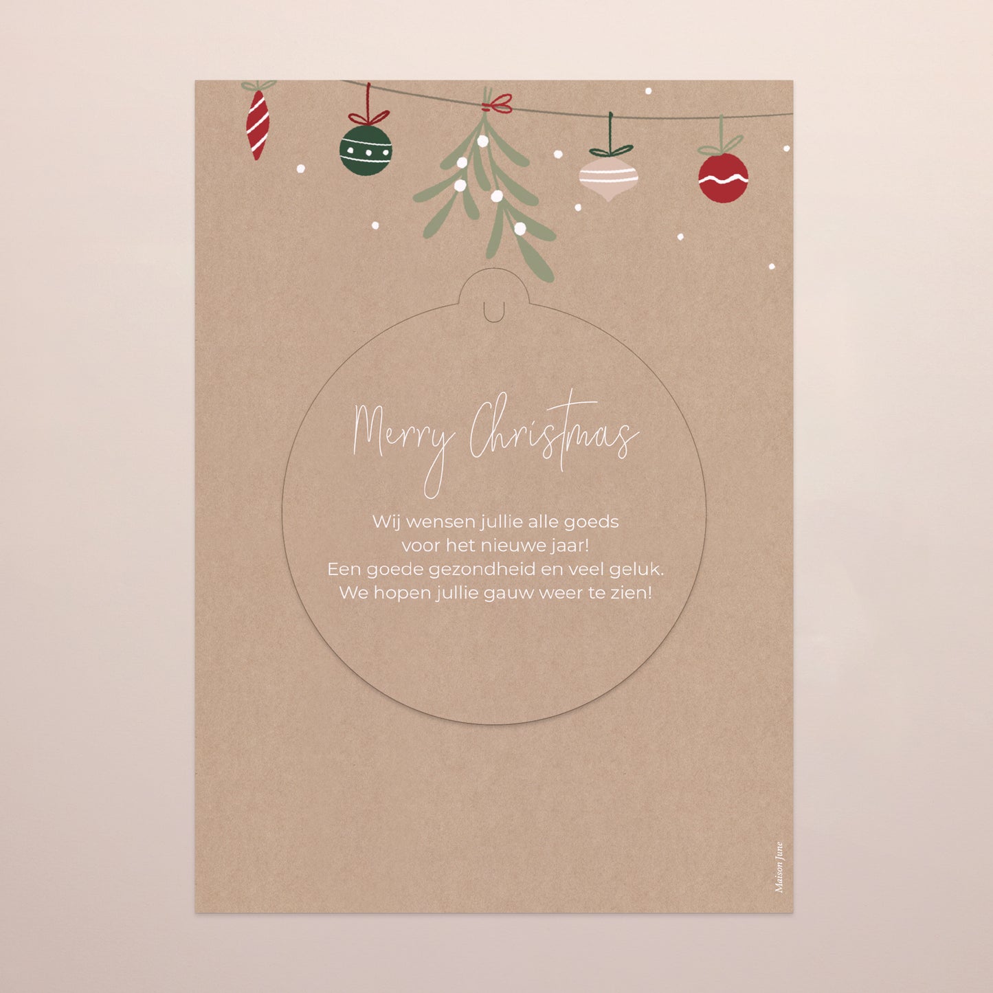 Kerstkaart Eindejaar Afneembaar Kraft slinger foto N° 3