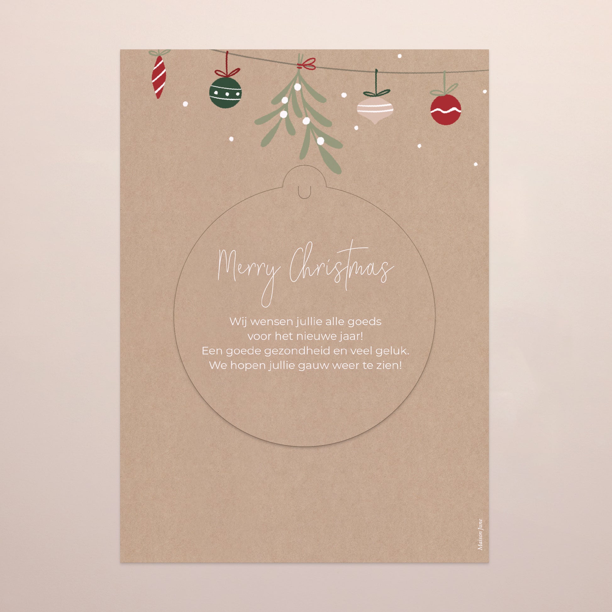 Kerstkaart Eindejaar Afneembaar Kraft slinger foto N° 3