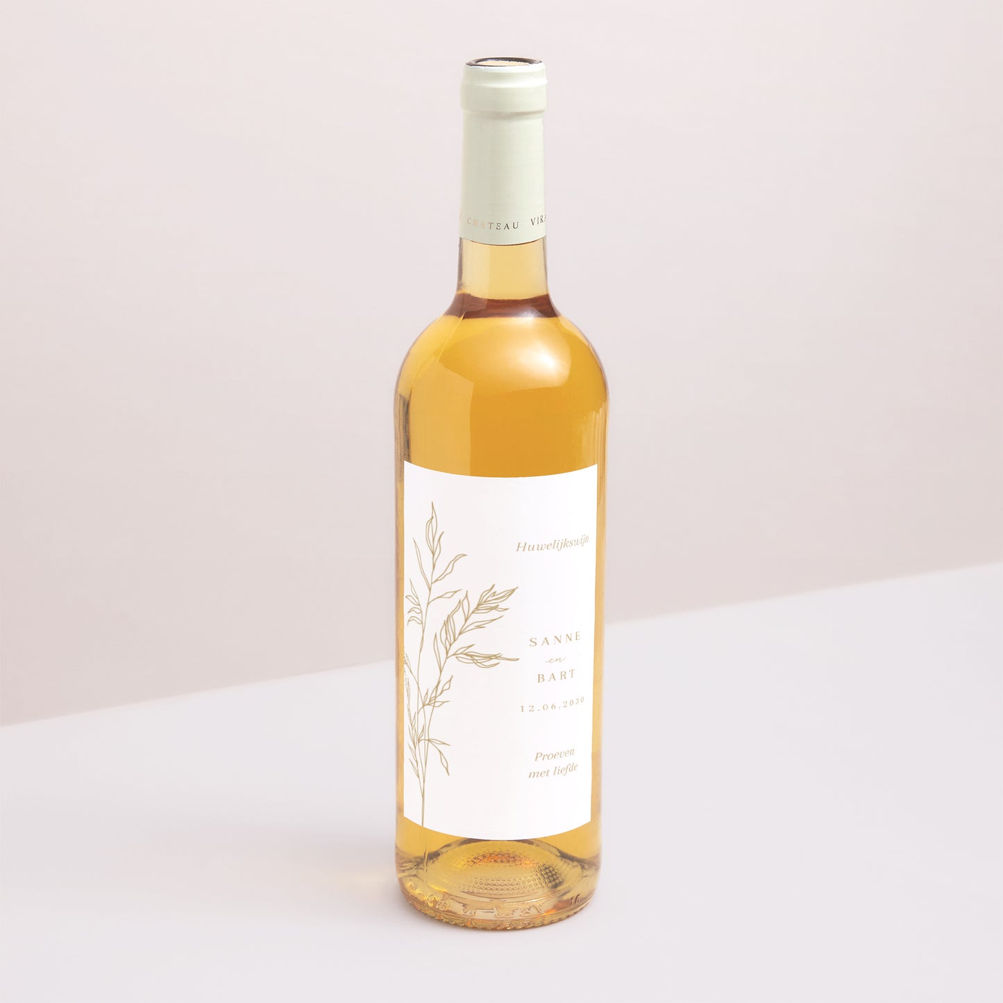 Flesetiket Huwelijk Portret puur gouden gebladerte foto N° 1