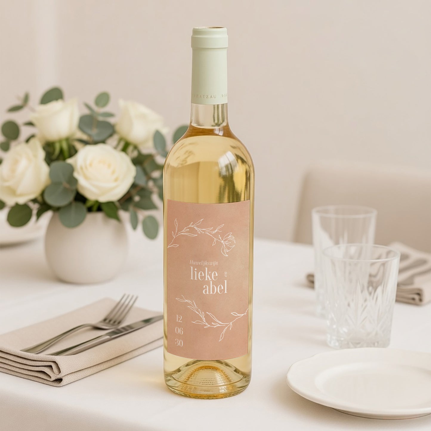 Flesetiket Huwelijk Portret een pagina met poëzie foto N° 2