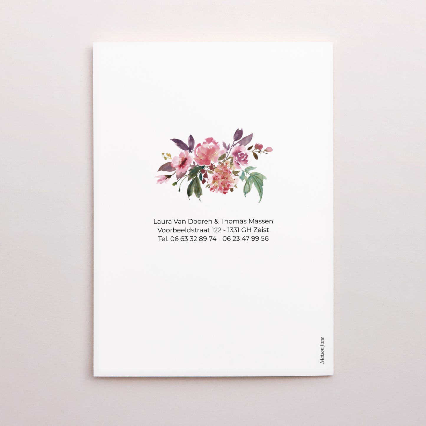 Bedankkaart Huwelijk Portret dubbele vouw Minibloemen foto N° 3