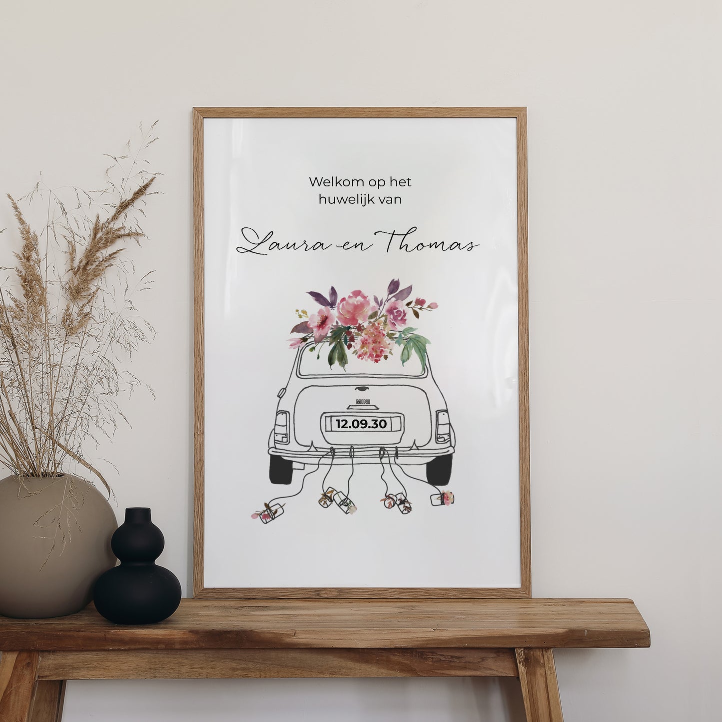 Welkomstbord Huwelijk Portret 60 x 90 cm Minibloemen foto N° 2