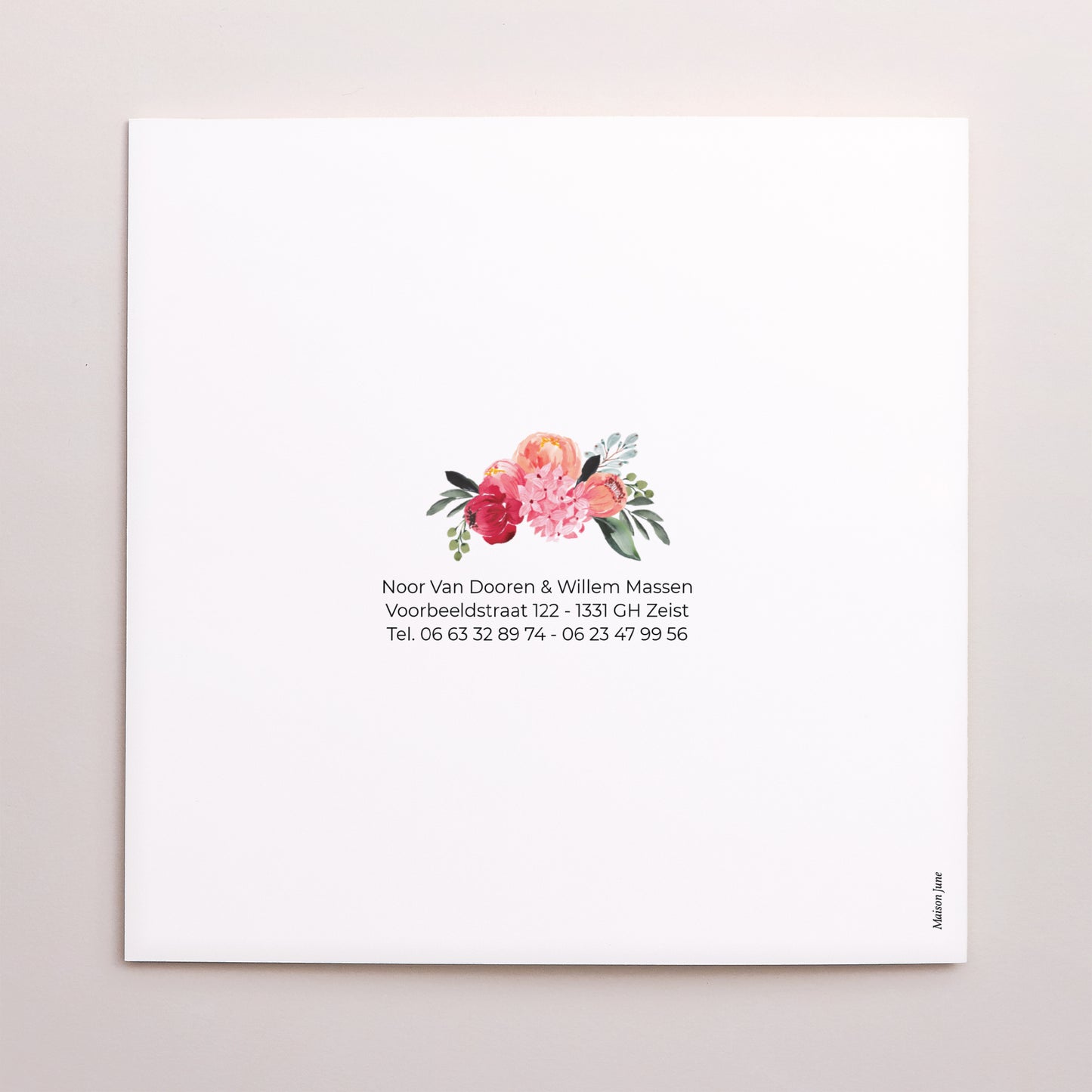 Uitnodigingskaart Huwelijk Dubbele vierkante vouw 2CV in bloei foto N° 3