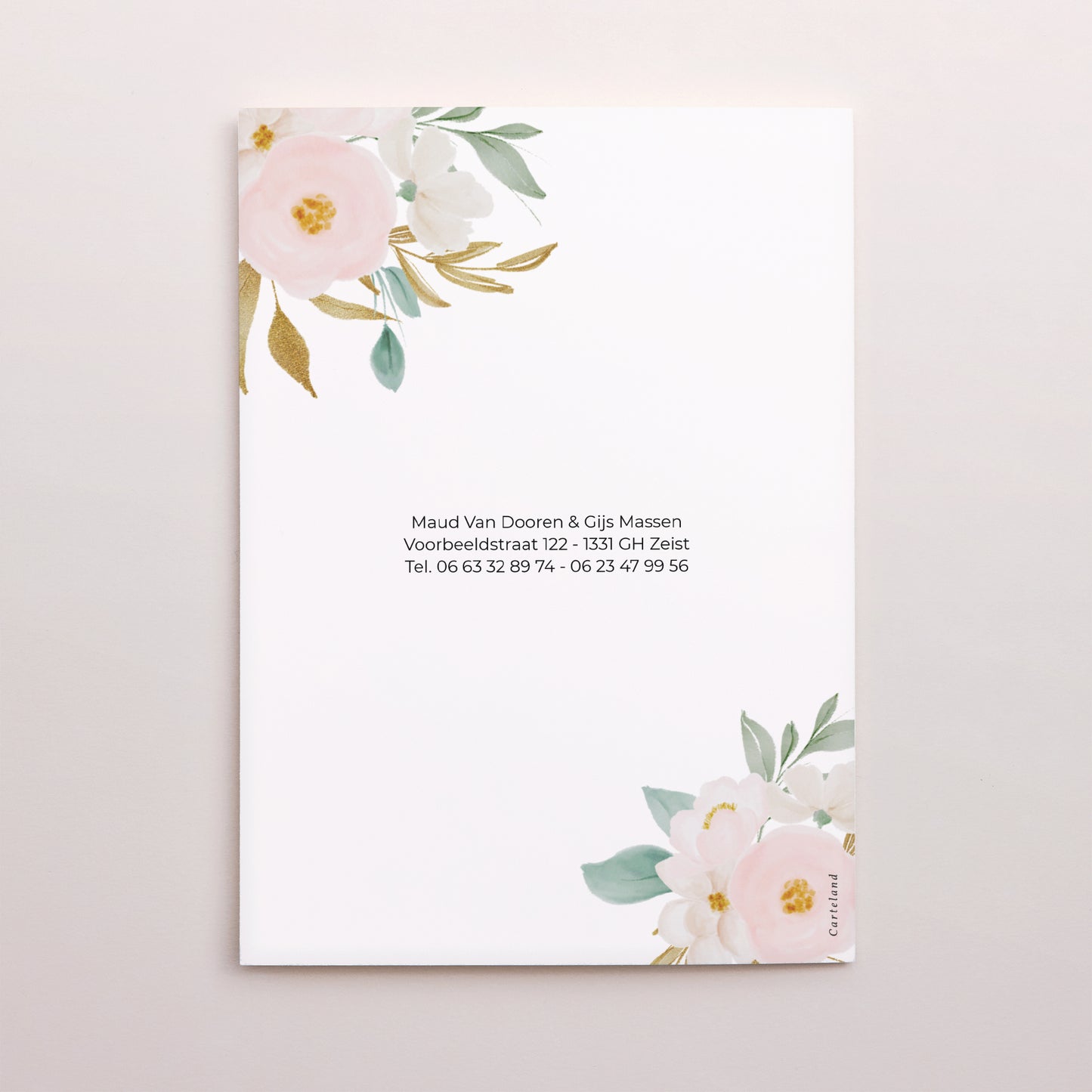 Bedankkaart Huwelijk Portret dubbele vouw Harley in bloei foto N° 3