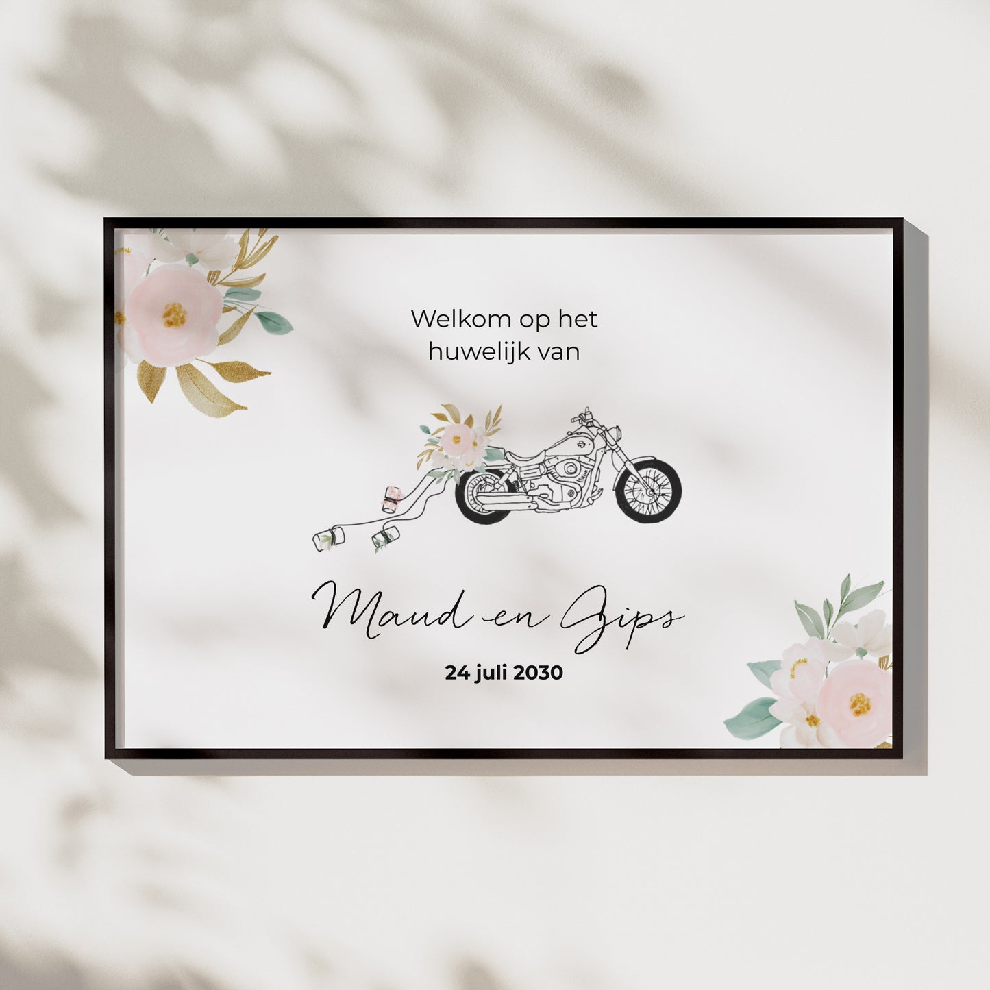 Welkomstbord Huwelijk Landschap 90 x 60 cm Harley in bloei foto N° 1