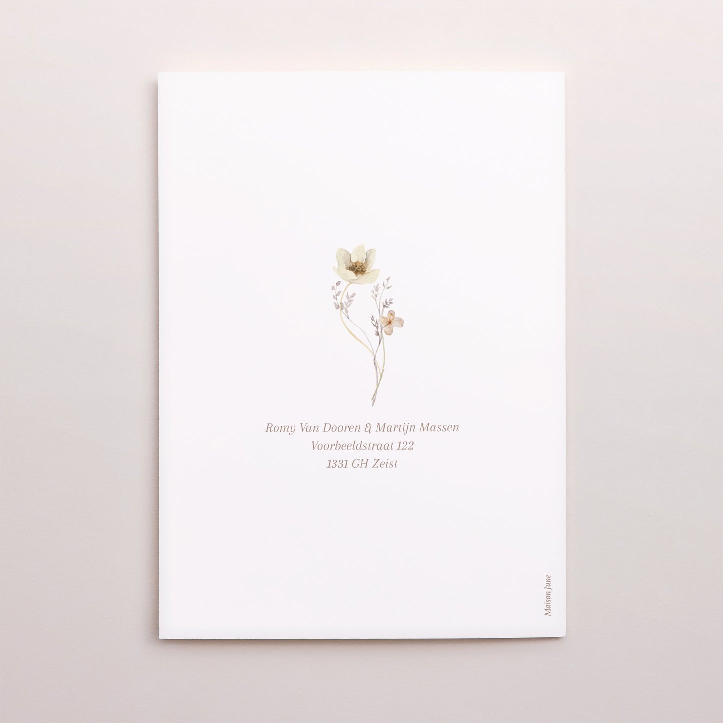 Bedankkaart Huwelijk Portret dubbele vouw Wilde bloemen III foto N° 3