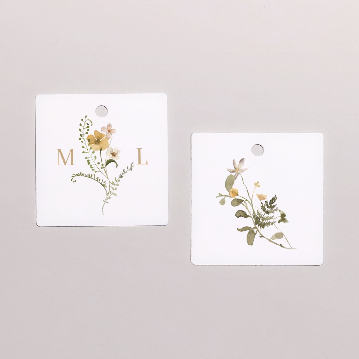 Cadeaulabel Huwelijk Vierkant Wilde bloemen II foto N° 1