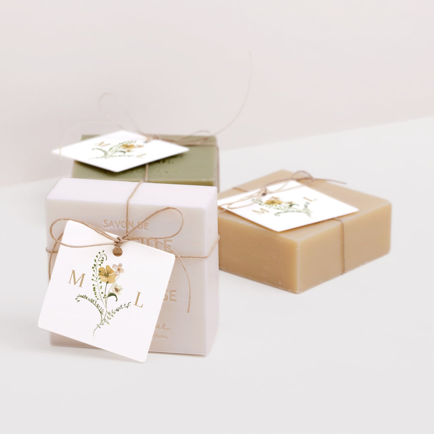 Cadeaulabel Huwelijk Vierkant Wilde bloemen II foto N° 2