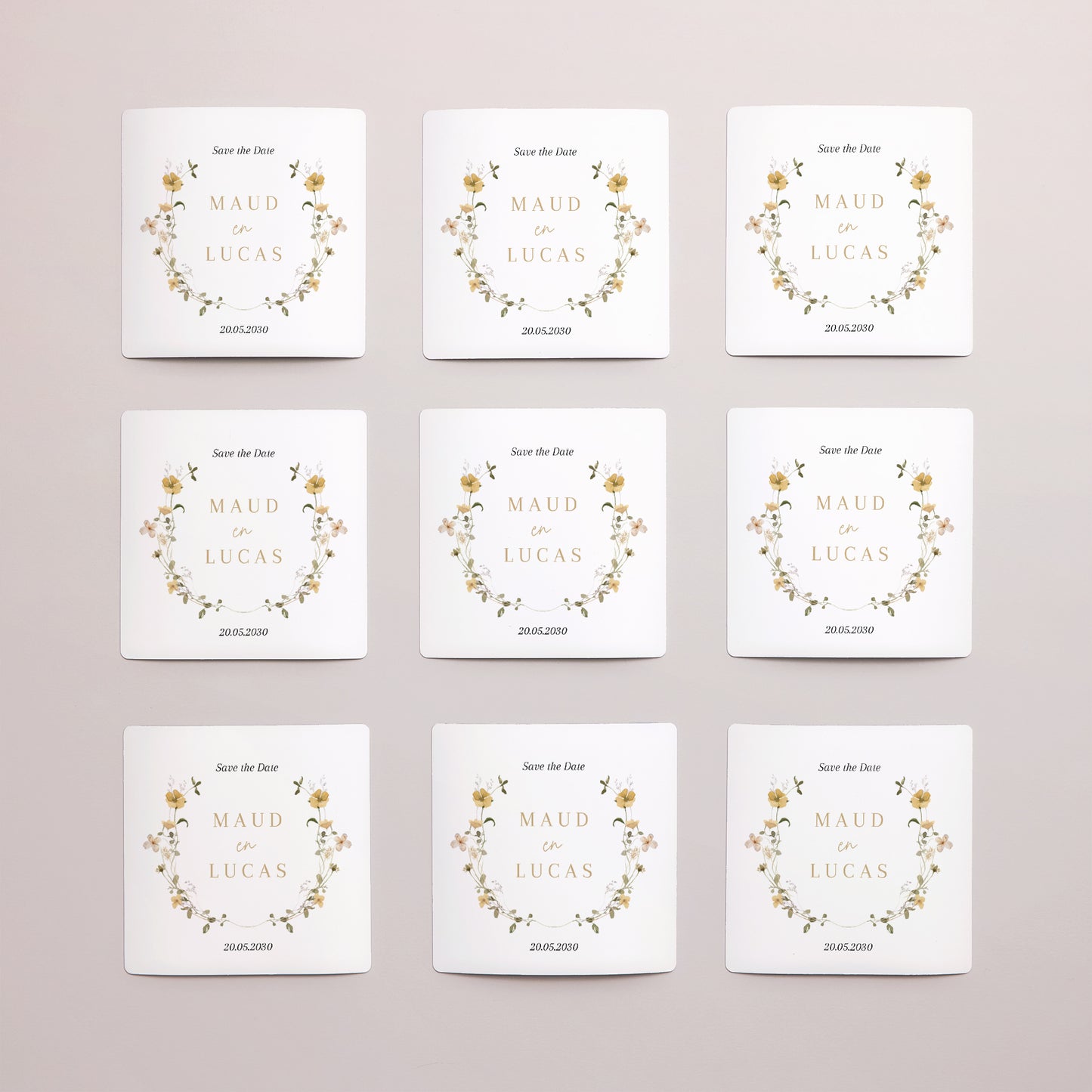 Save the date kaart Huwelijk Set van 9, magnetisch. Wilde bloemen II foto N° 3