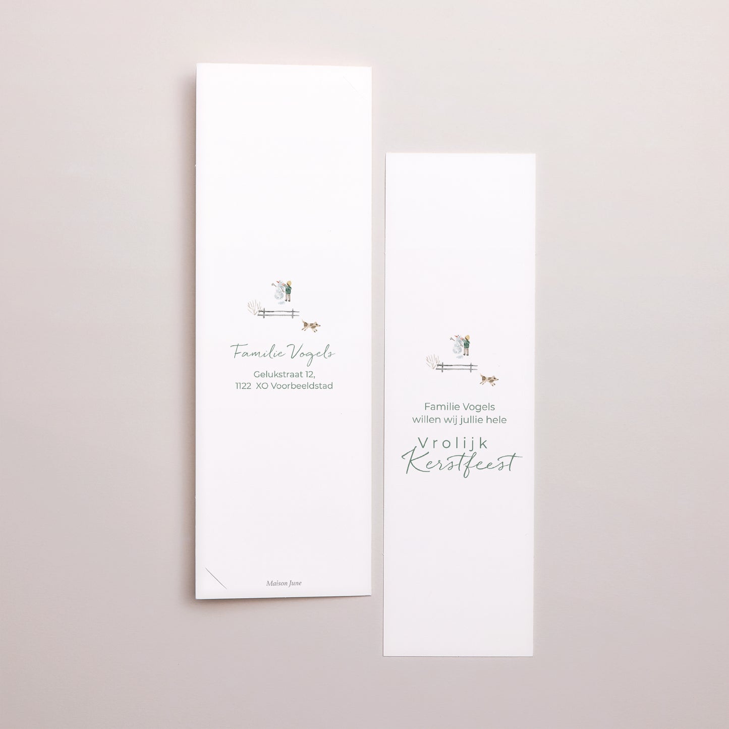 Kerstkaart Eindejaar Fotocabine bladwijzer Besneeuwd dorp foto N° 3