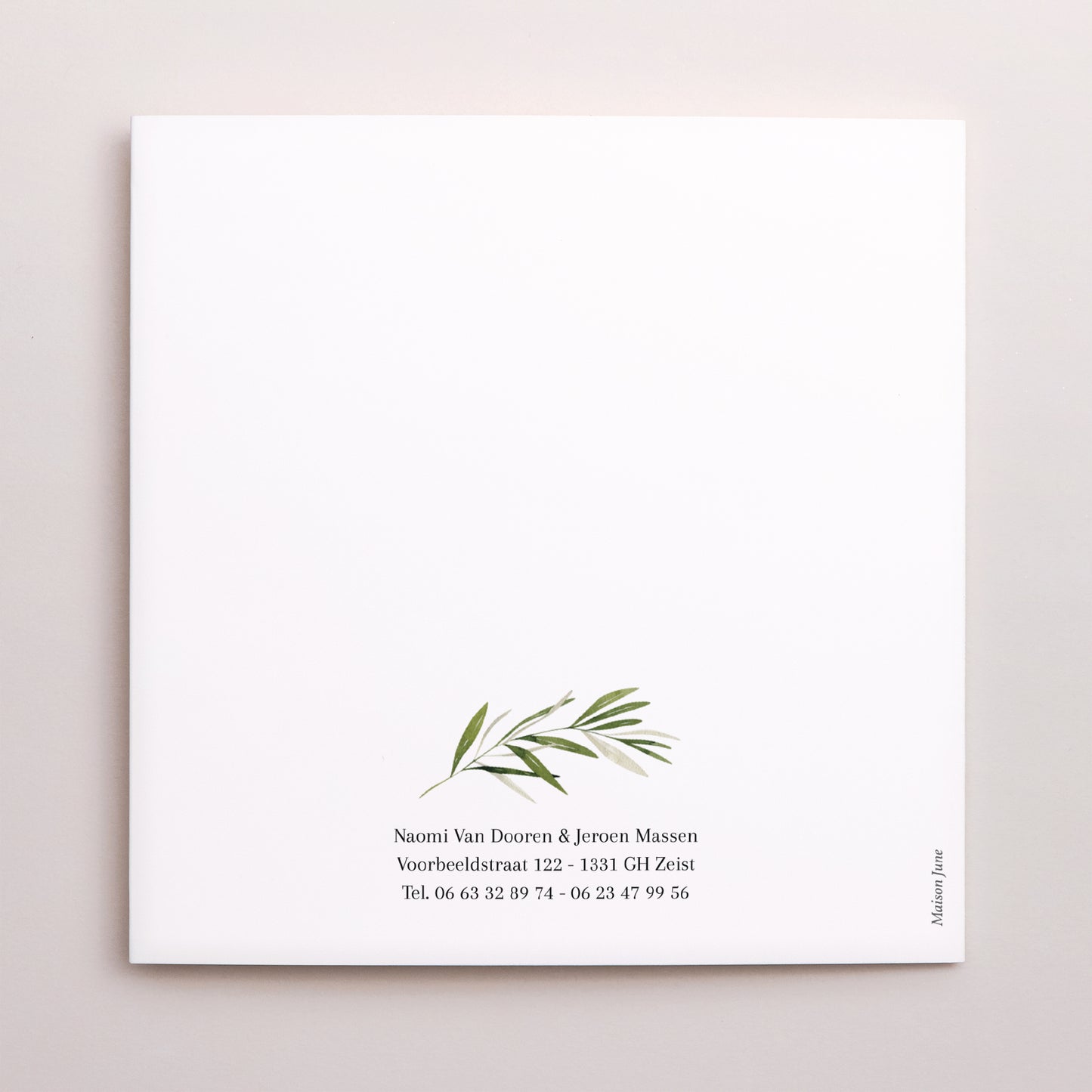 Bedankkaart Huwelijk Dubbel vierluik olijftak III foto N° 3