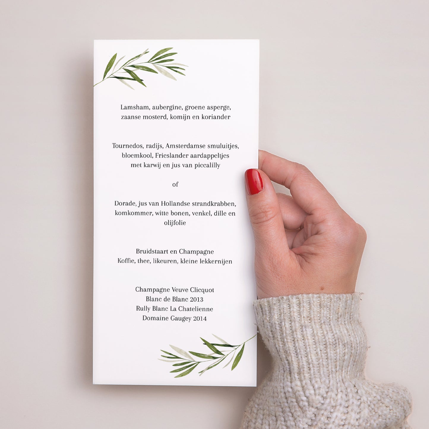 Menukaart Huwelijk Panoramisch portret olijftak III foto N° 3