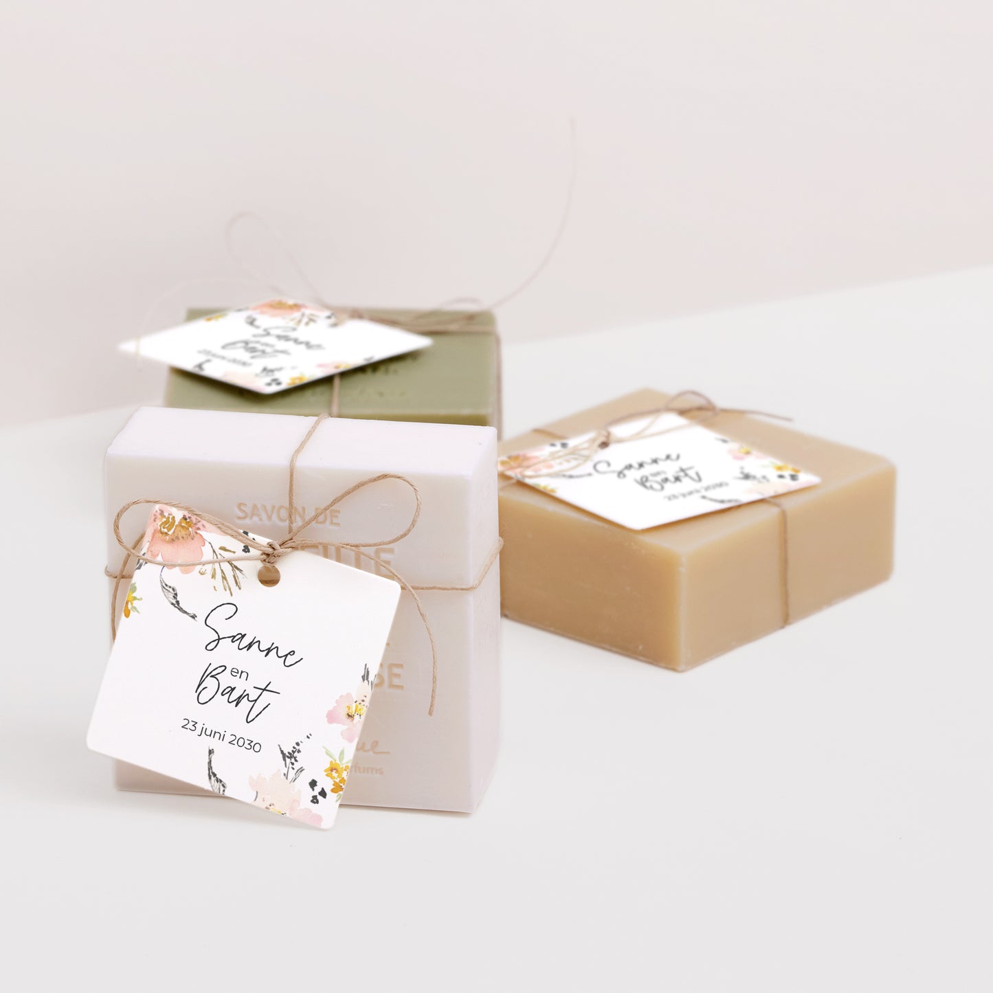 Cadeaulabel Huwelijk Vierkant bloemen pop II foto N° 2